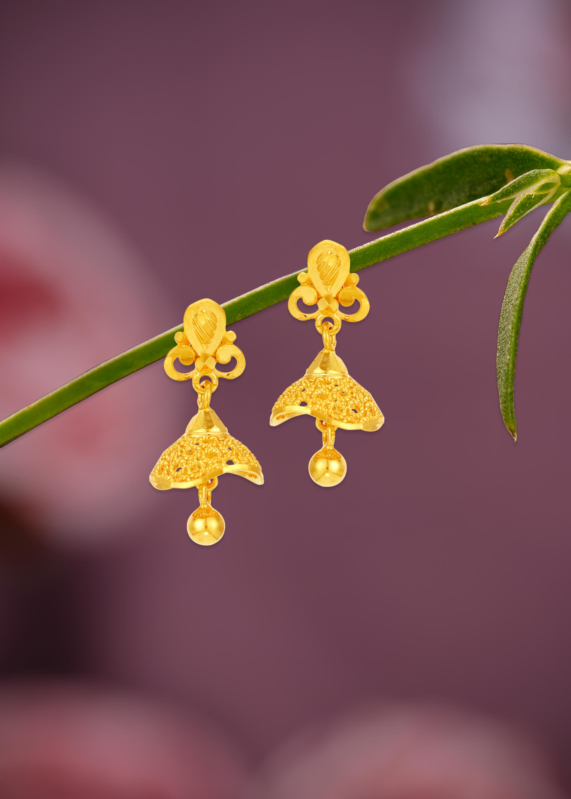 Tower-Shaped Fancy 22K Gold Jhumka Earring