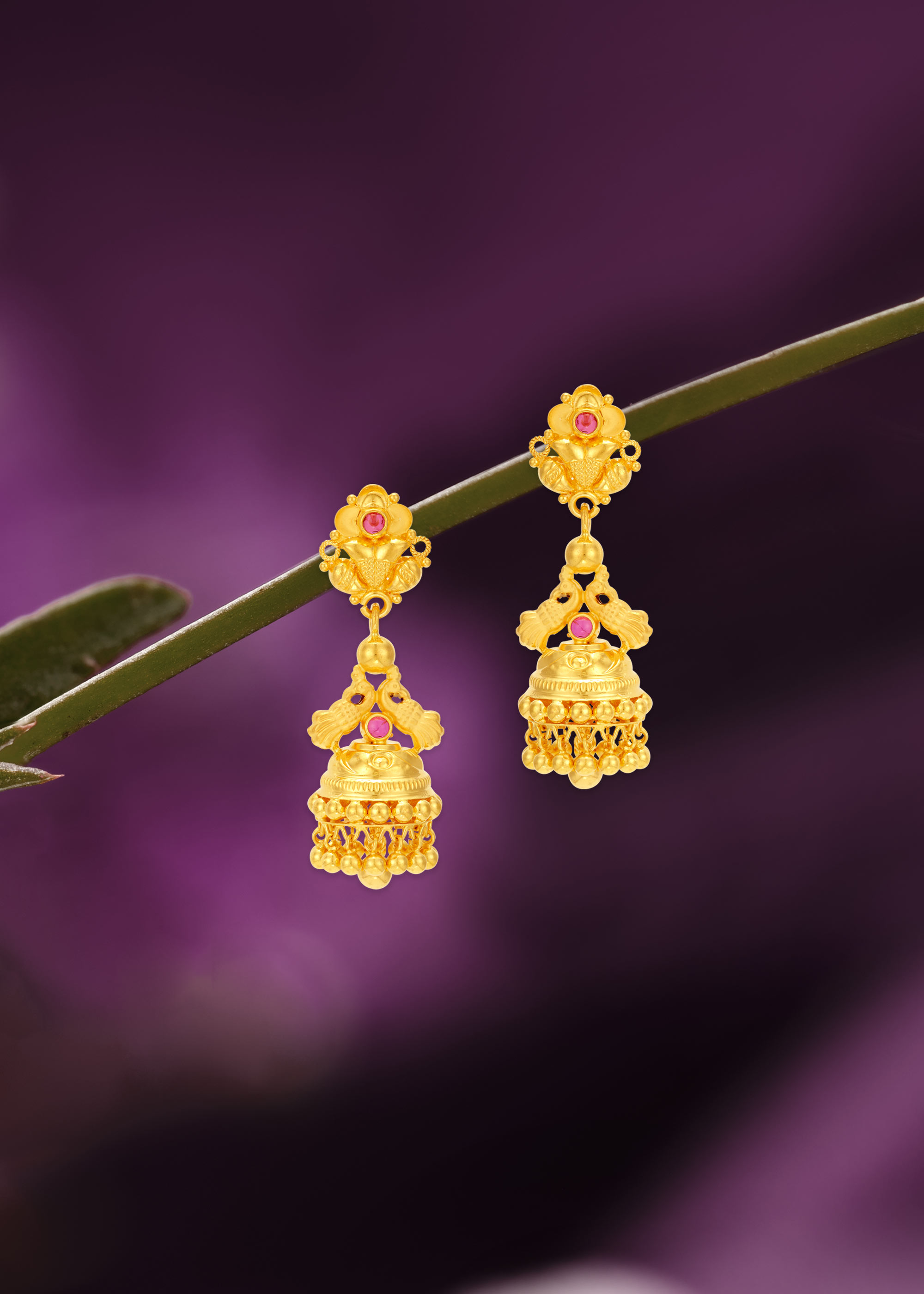 Parrot Tower 22K Gold Delight Jhumka Earring
