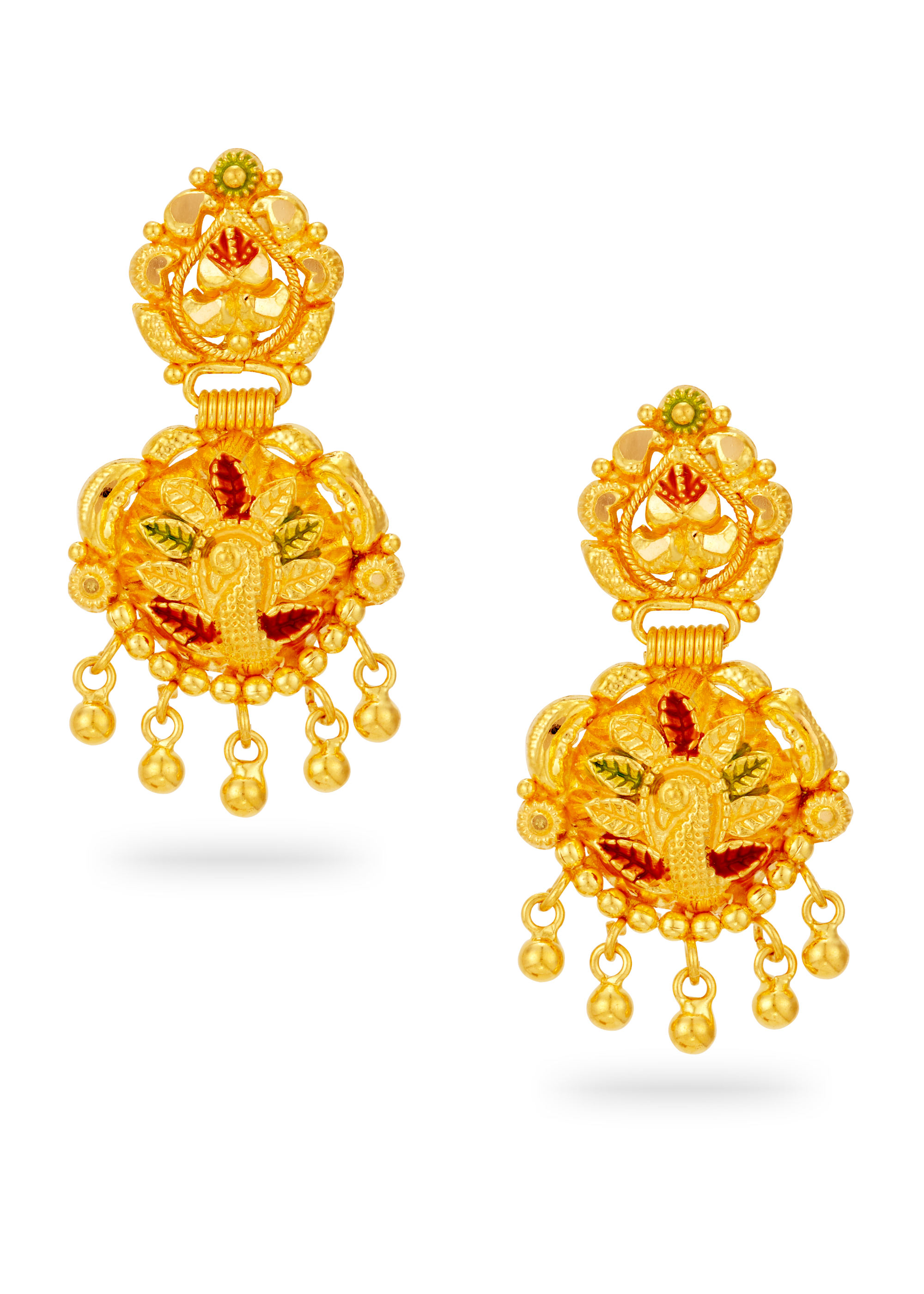Peacock-Inspired 22K Gold Bombay Hanging Earring