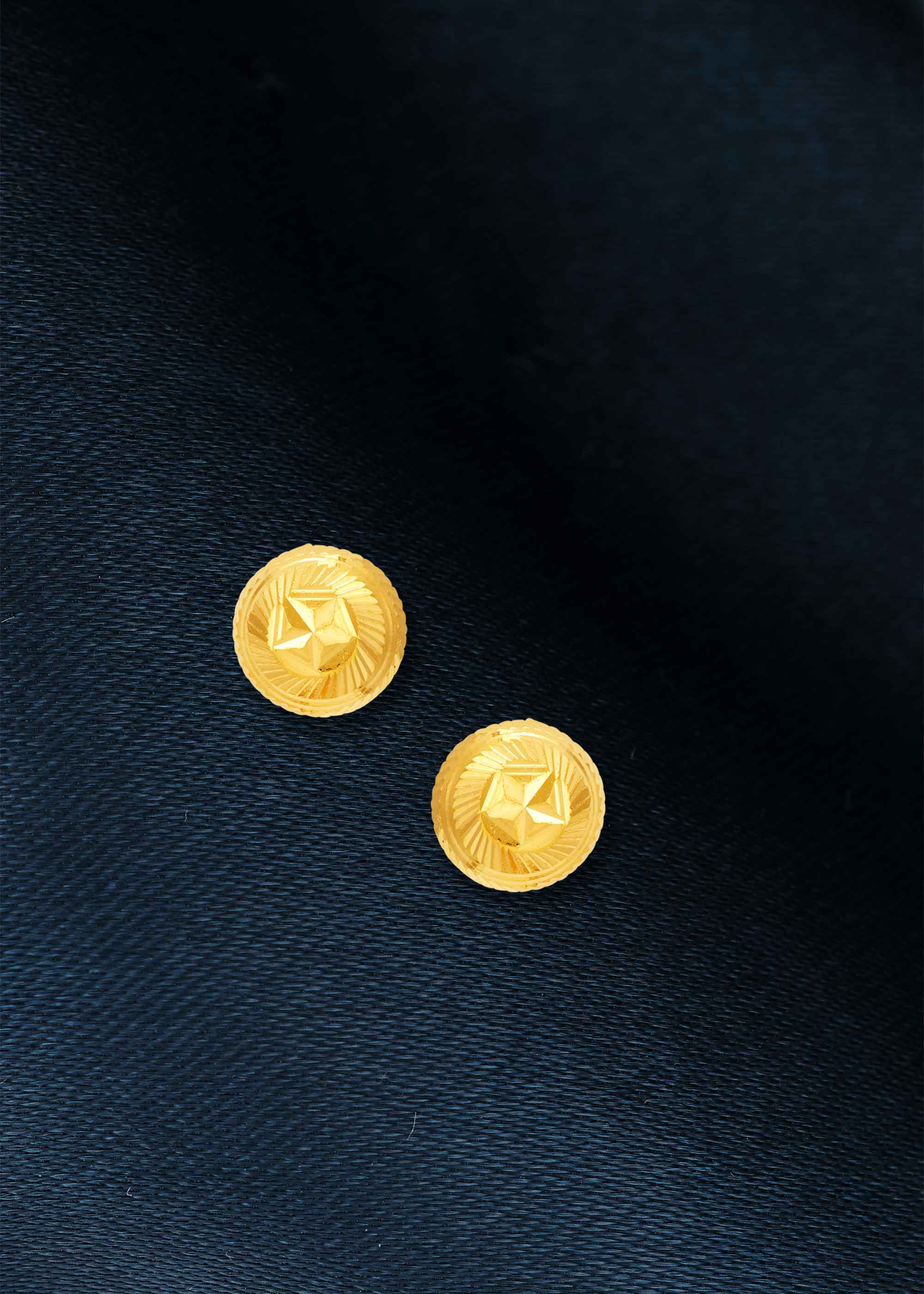 Button Bliss 22K Gold Grooved Stud Earring