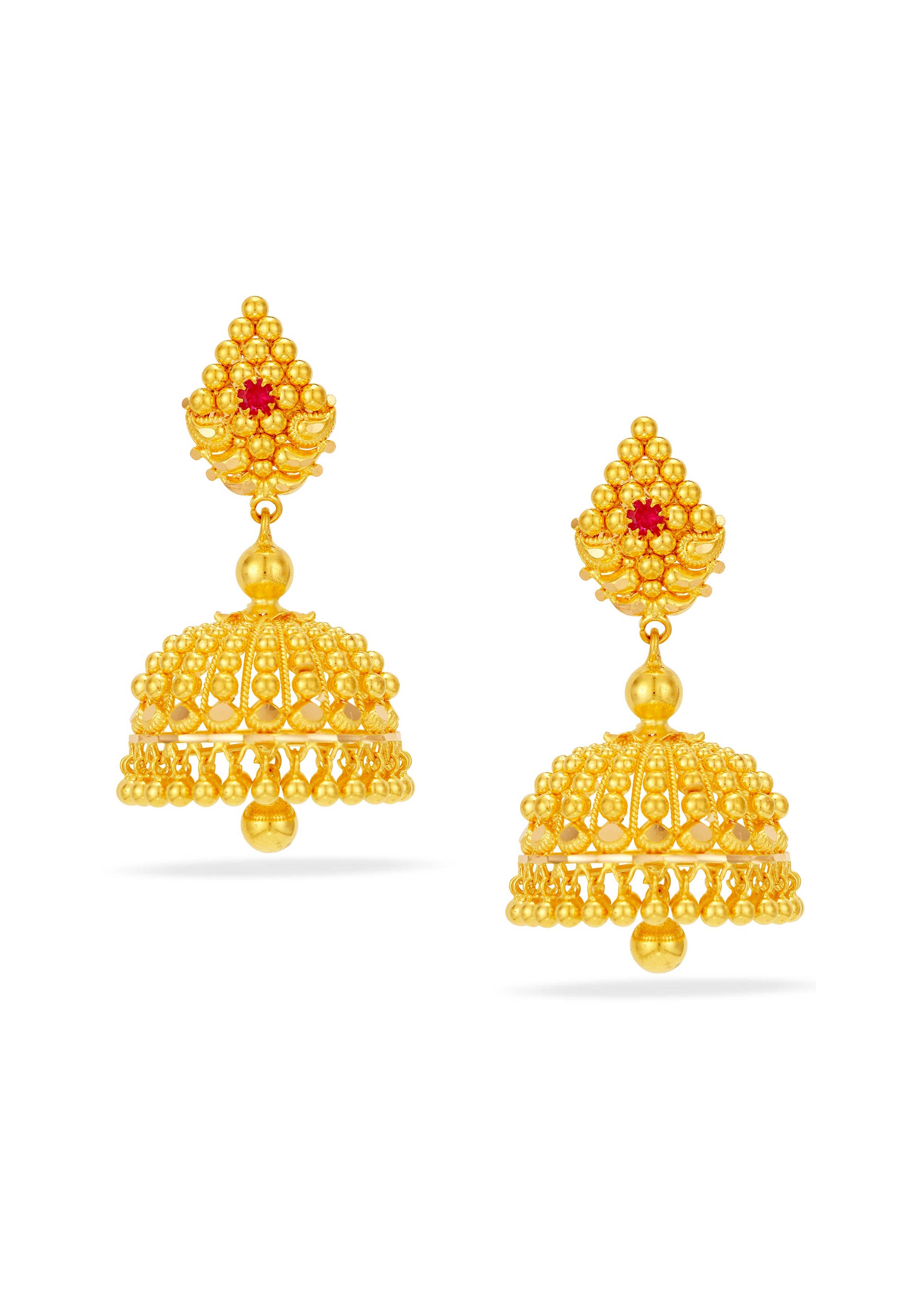 Lakshmi-Inspired 22K Gold Jhumka Earring