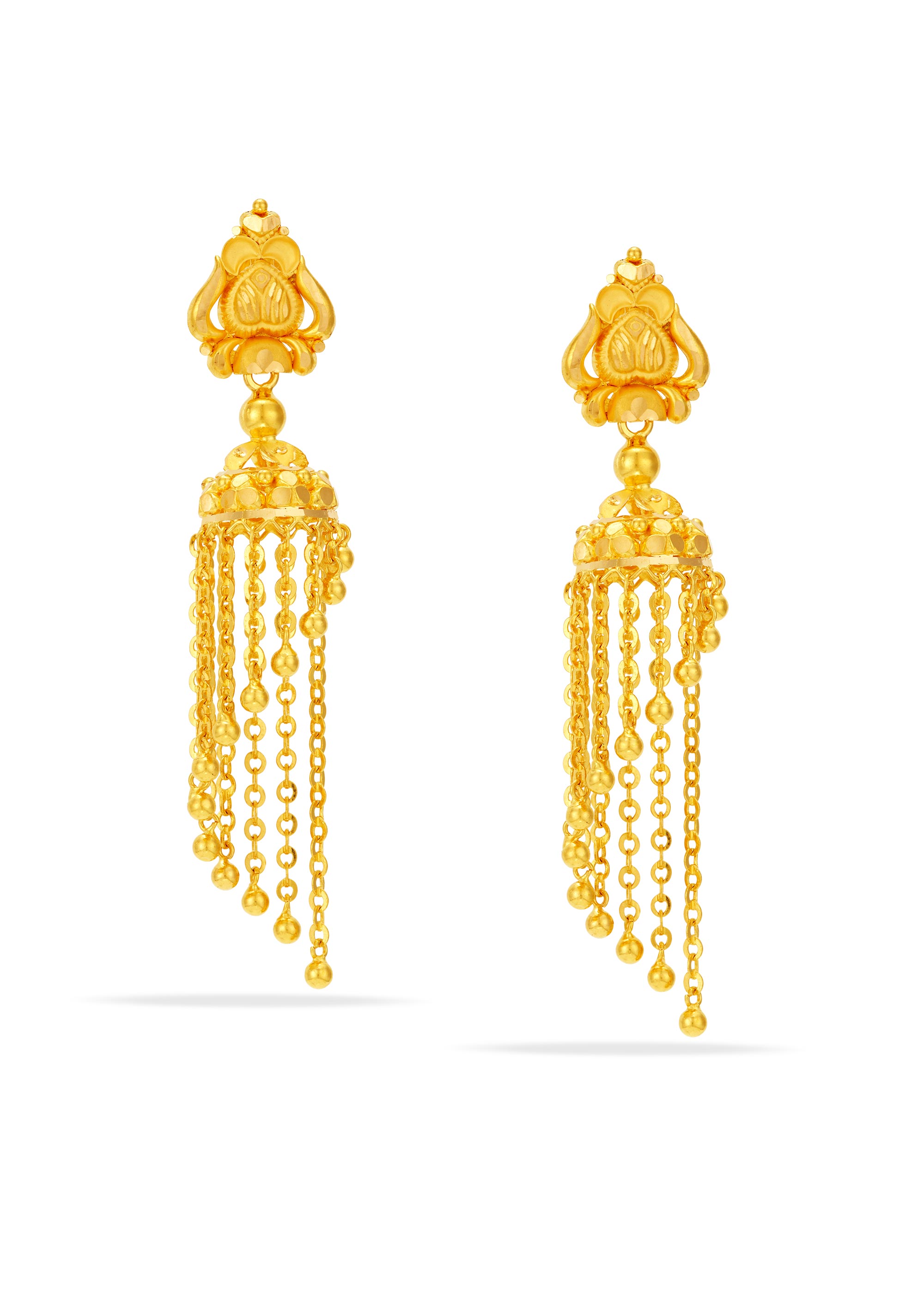 Fancy Tower-Shaped 22K Gold Jhumka Earring