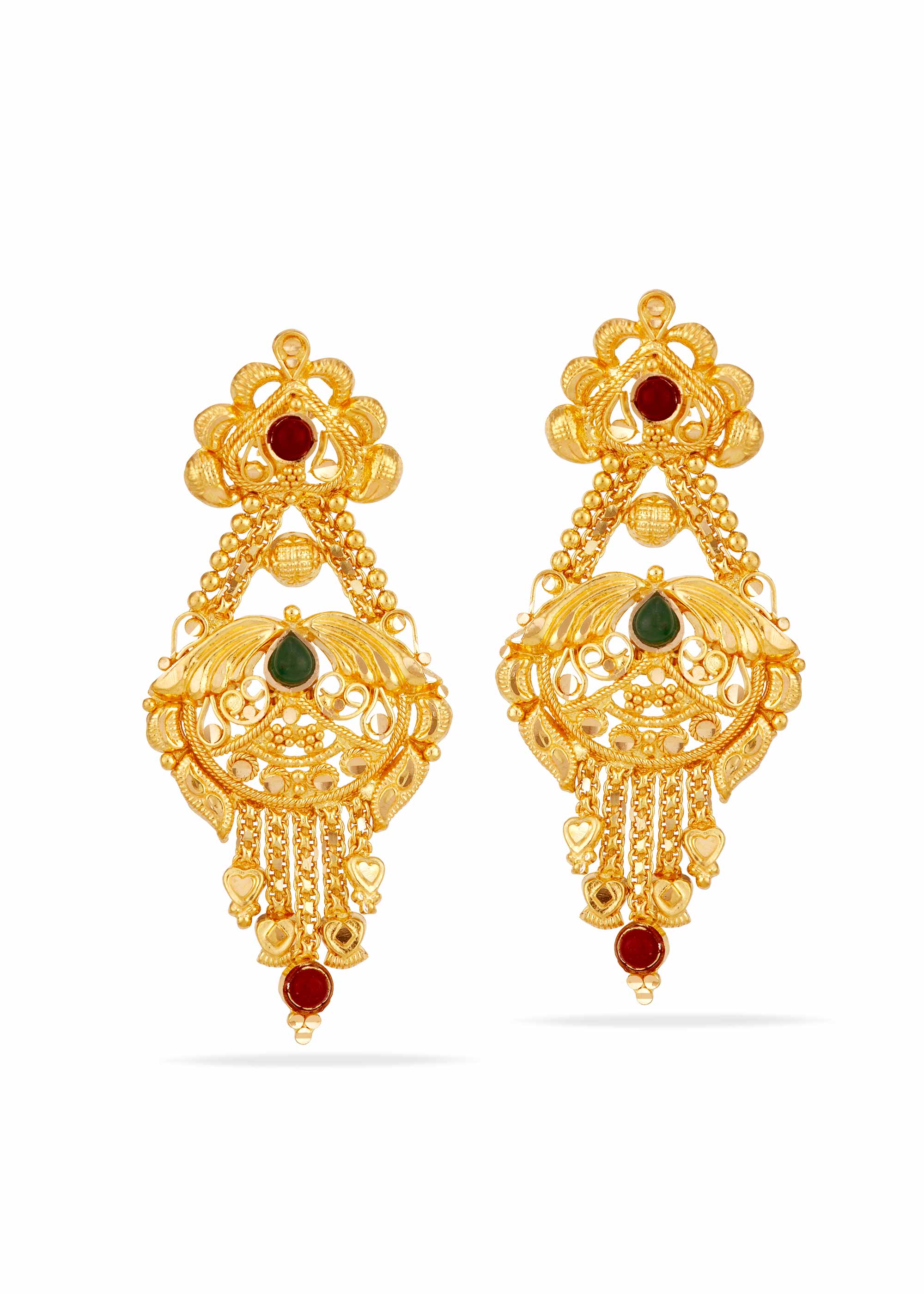 Beaded Bloom 22K Gold Pota Hanging Earring