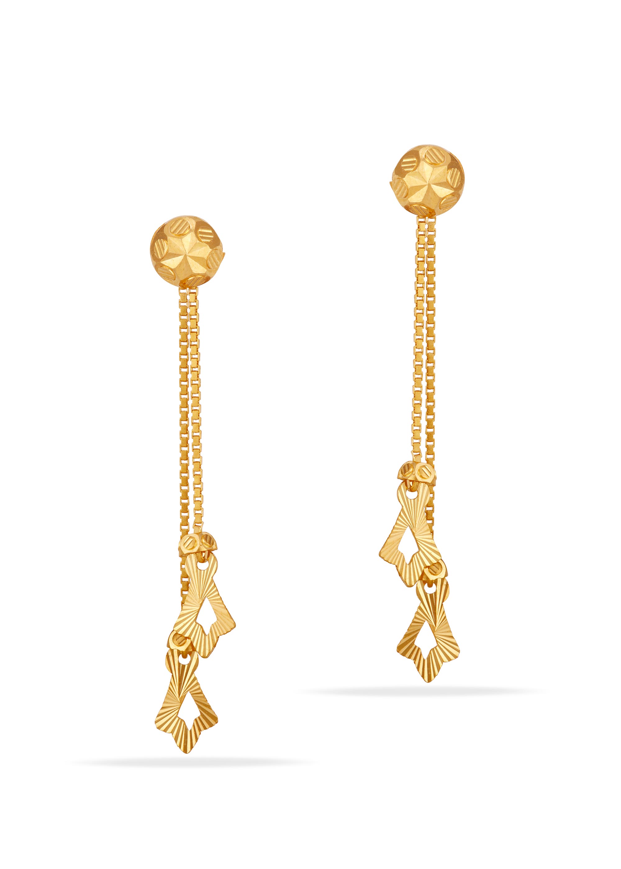 Twin Row Glow 22K Gold Hanging Earring