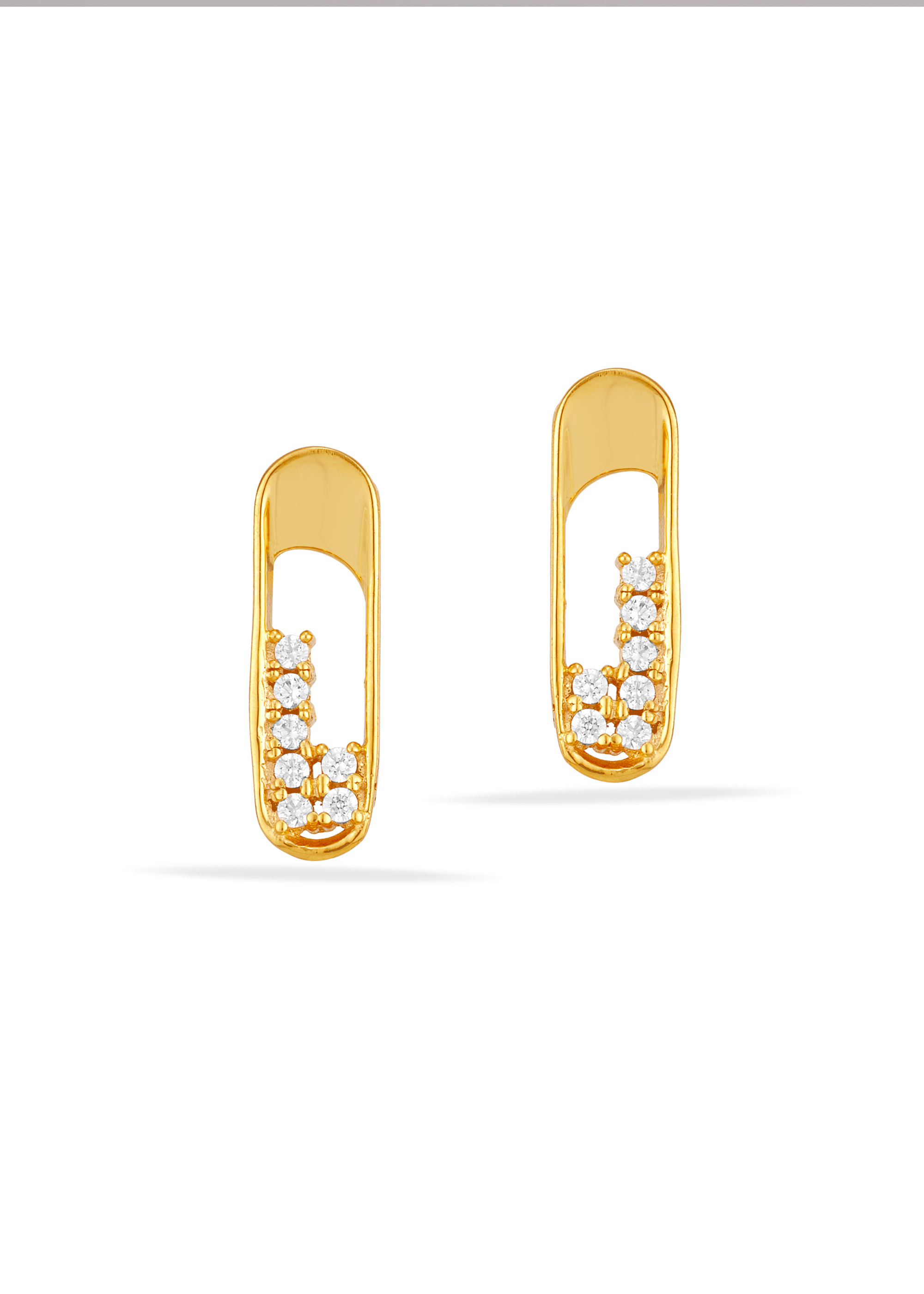 Sparkling Gleam 22K Gold Curve Stud Earring