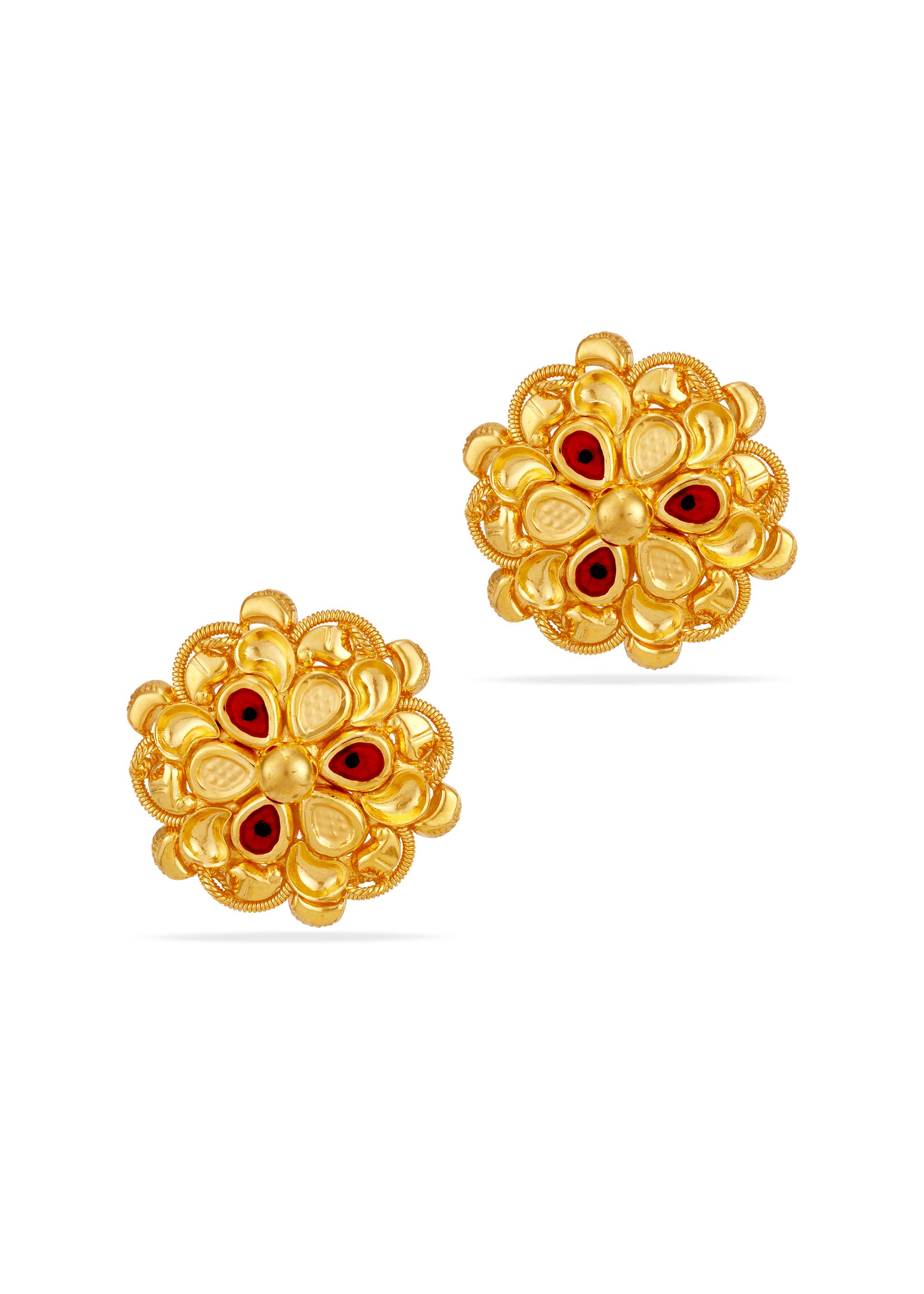 Enamel Bloom 22K Gold Stud Earring