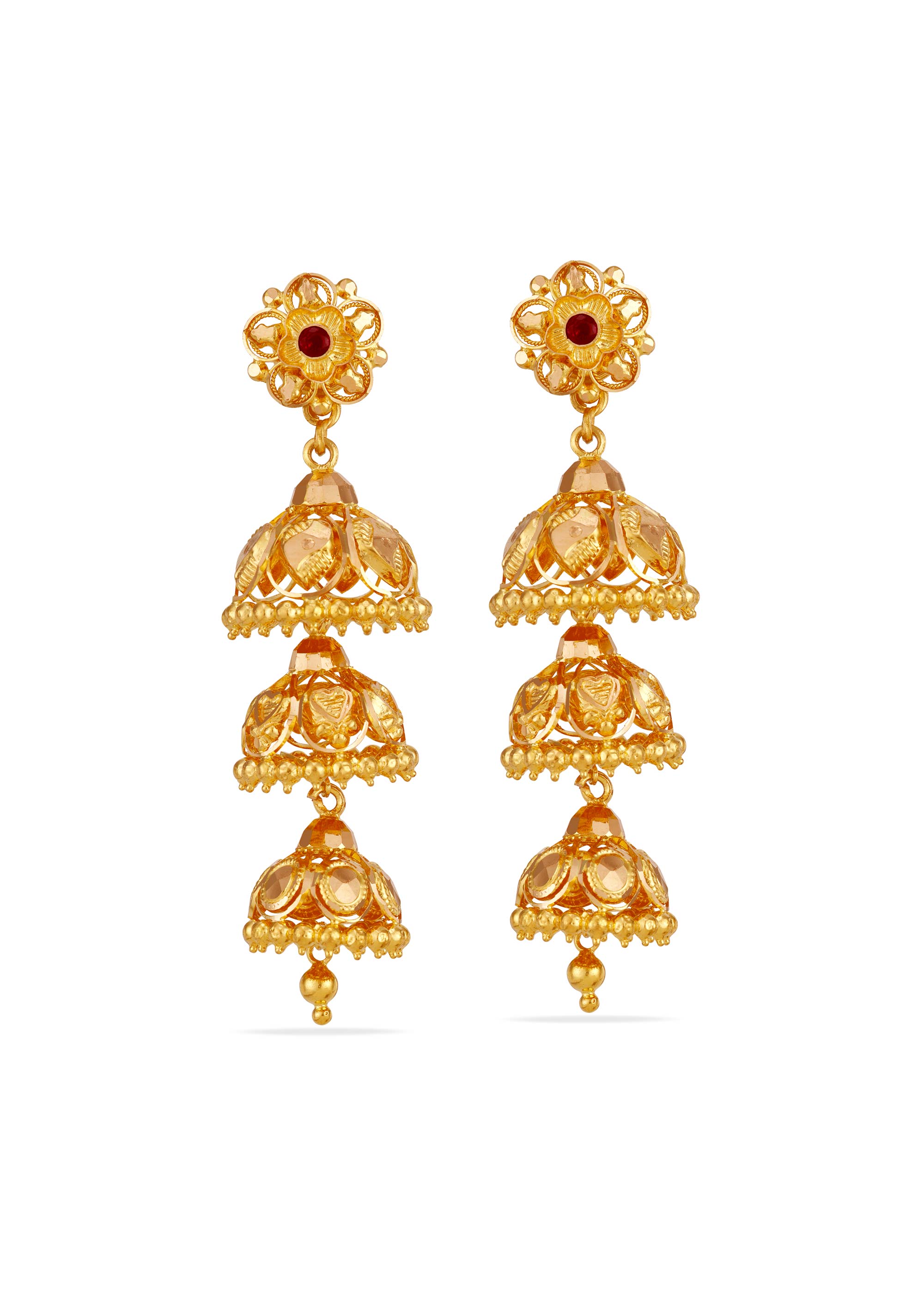 Layered Legacy 22K Gold Villupuram Jhumka Earring