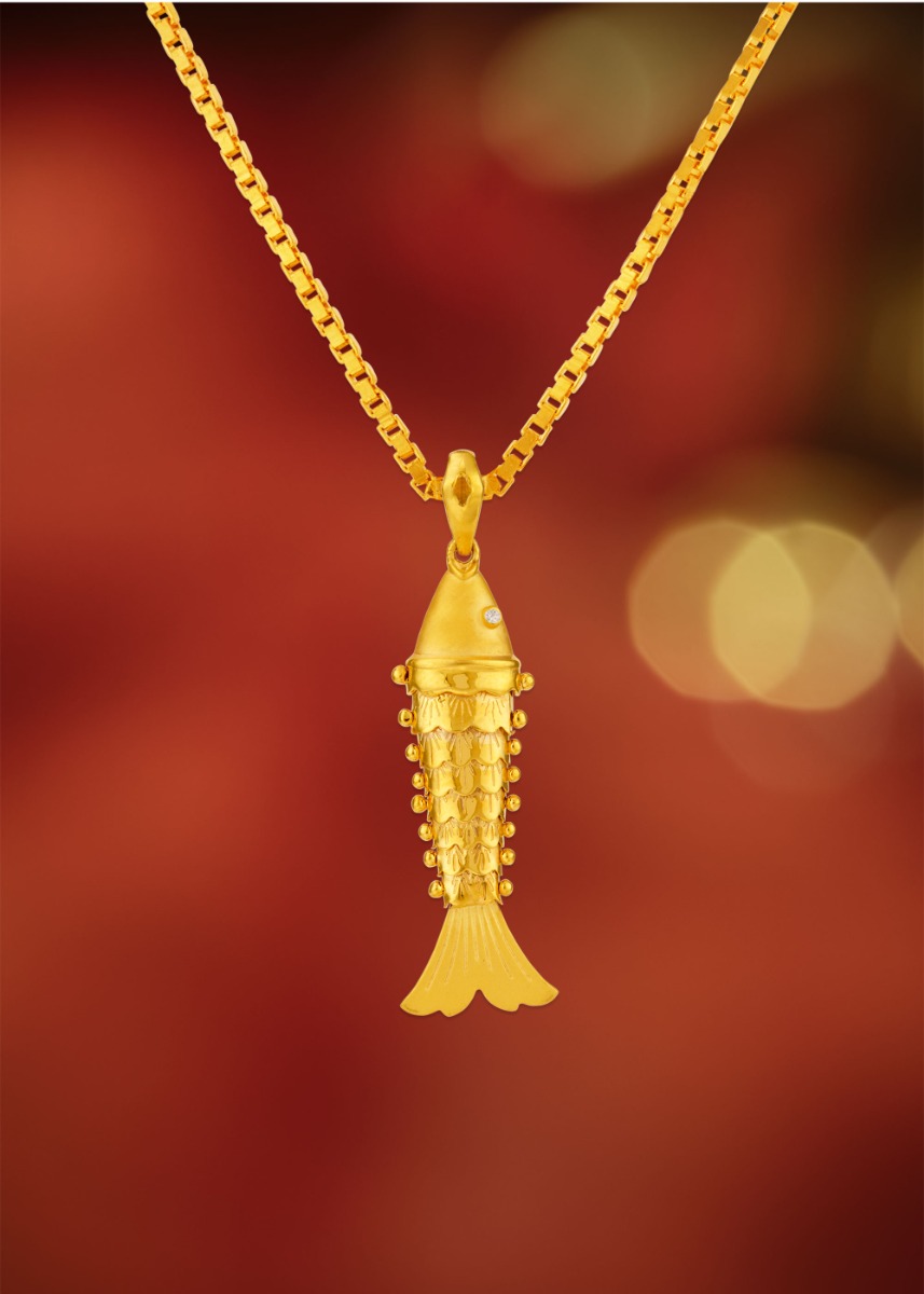 Serene Fish 22K Gold Pendant