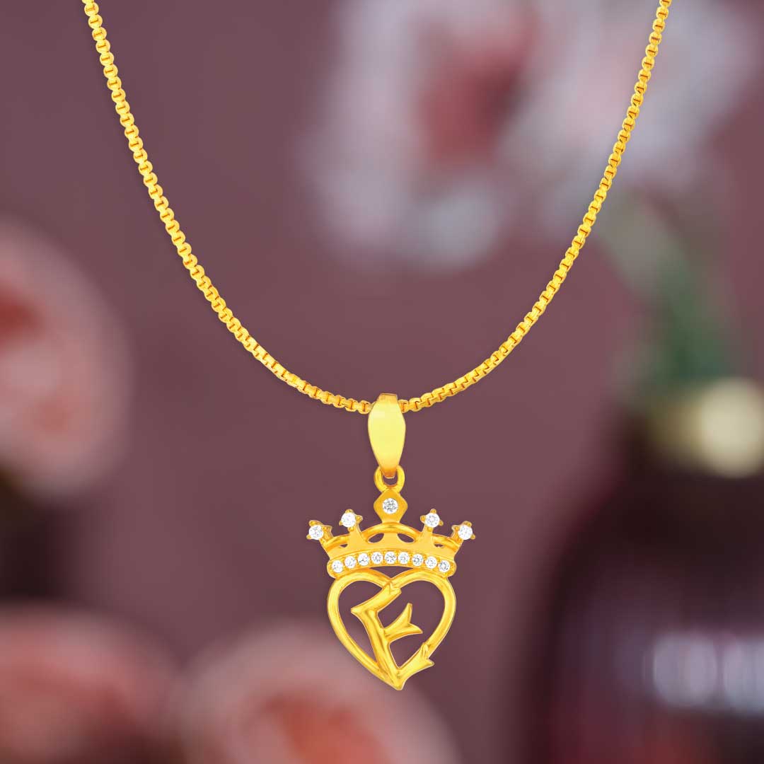 Regal Heart 22K Gold Initial Pendant