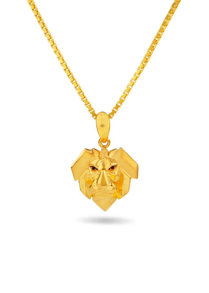 Majestic Lion Face 22K Gold Pendant