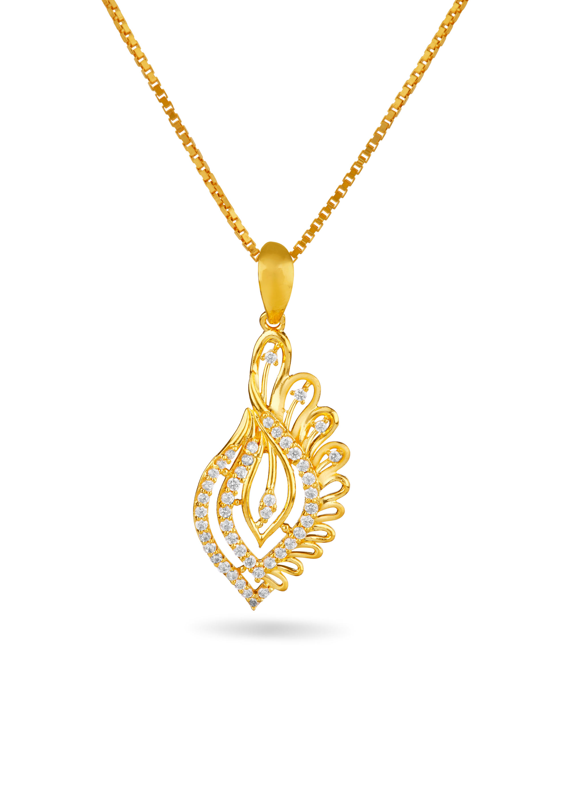 Floral Finish 22K Gold Finish Pendant