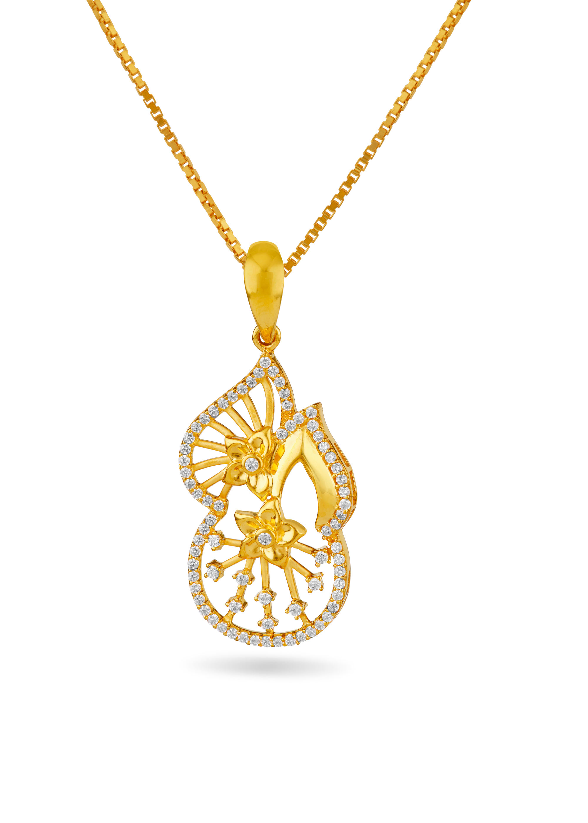 Floral Matte 22K Gold Finish Pendant