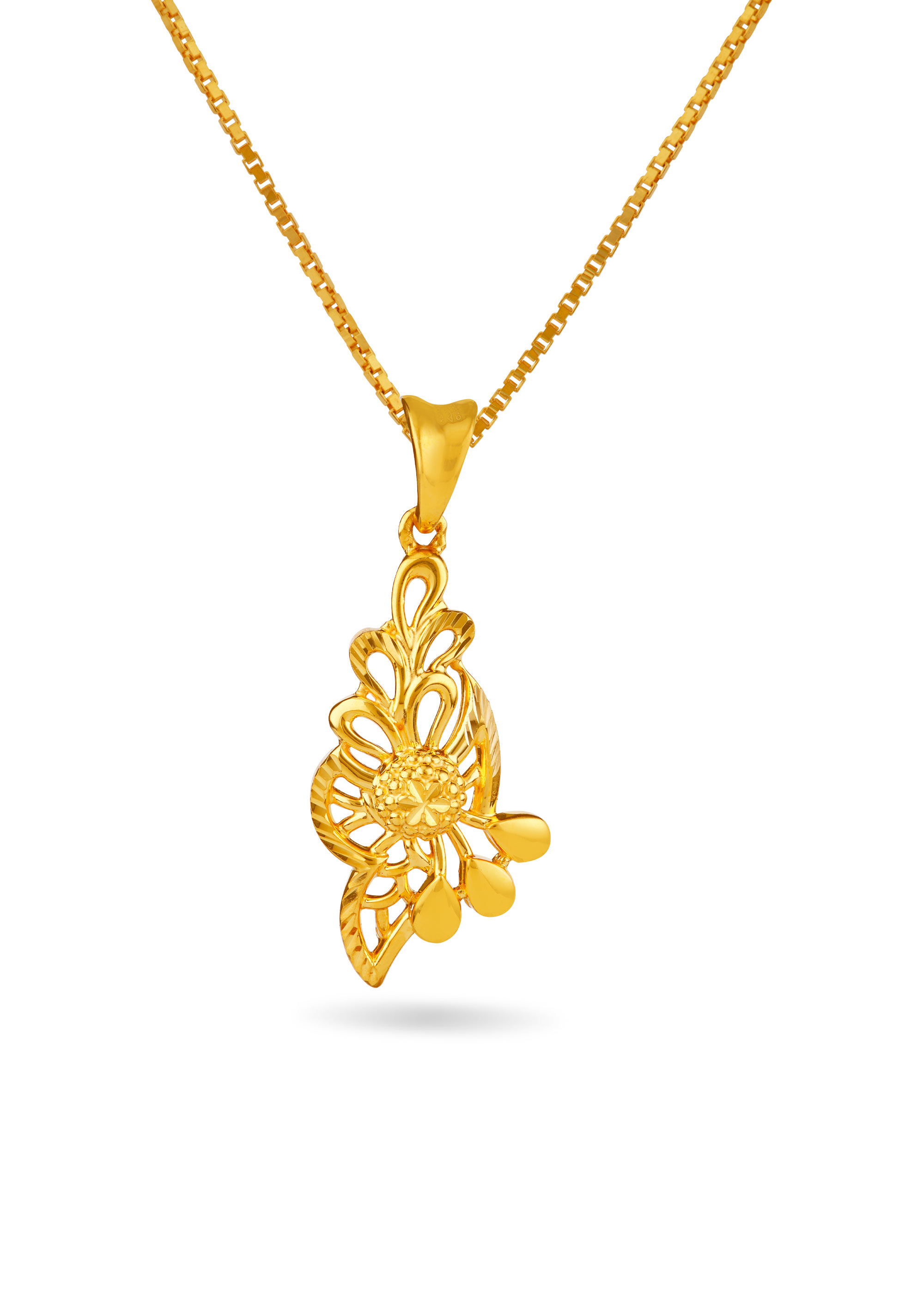 Floral Casting 22K Gold Pendant