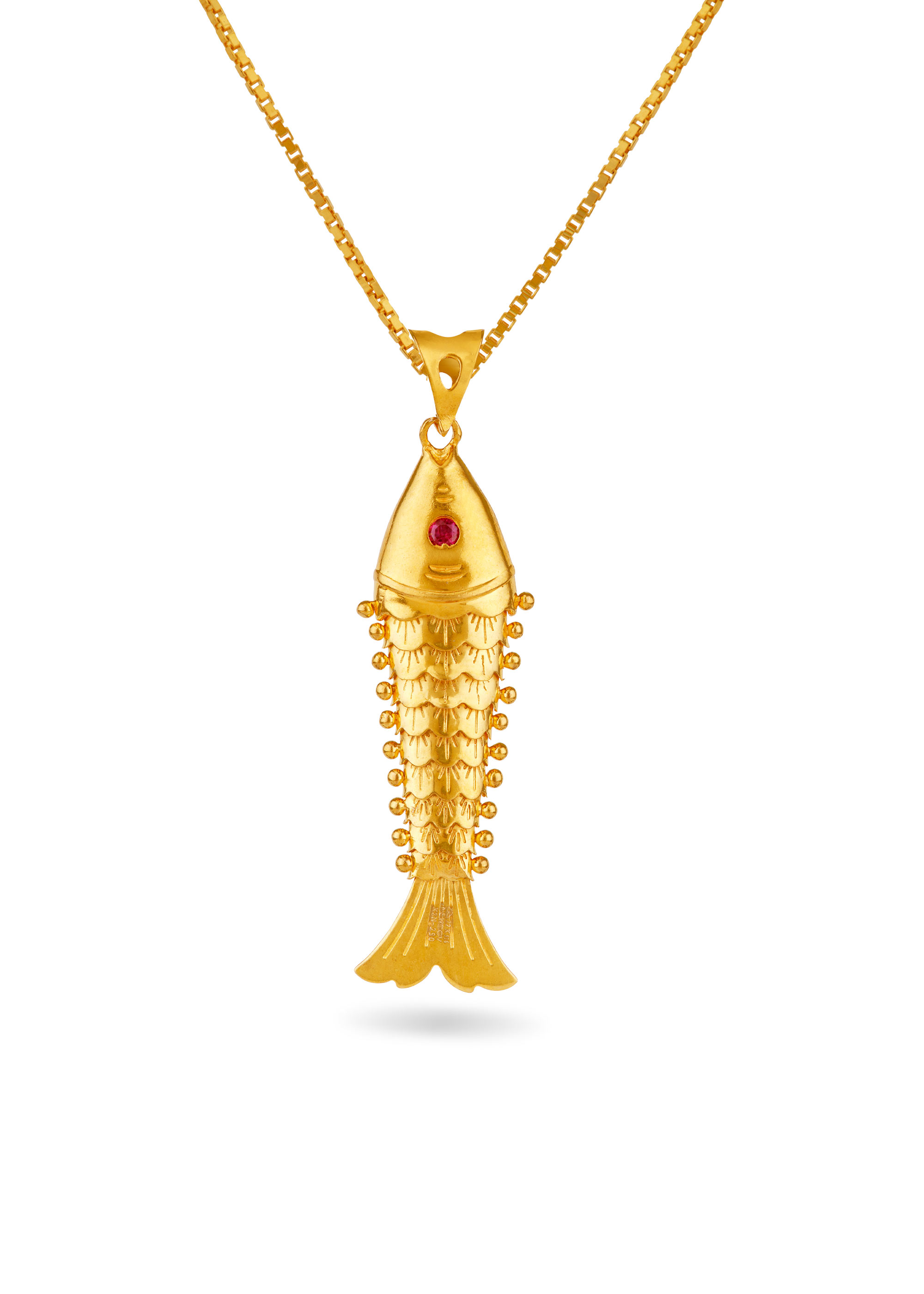 Red Stone 22K Gold Pendant