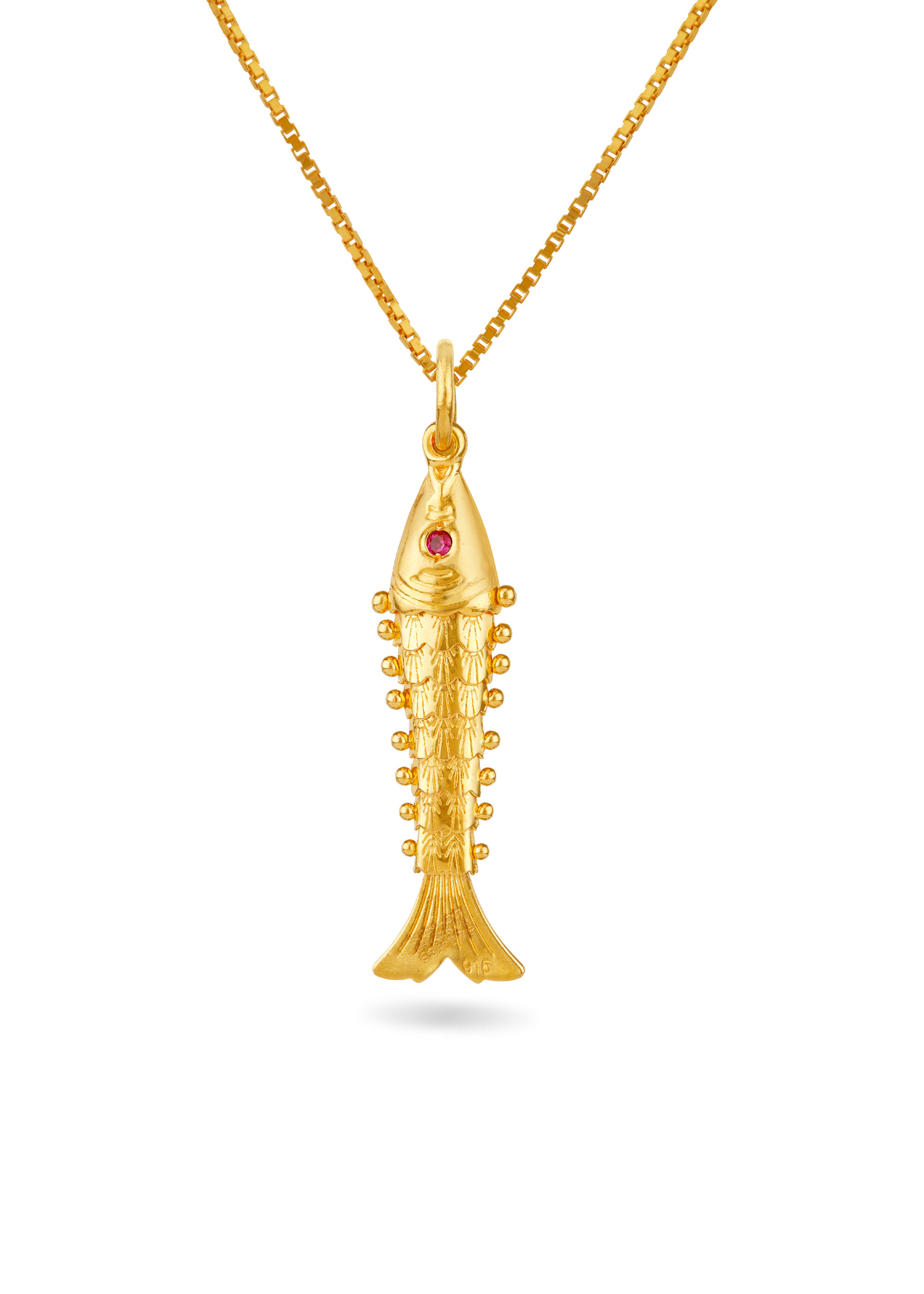 Fish-Inspired 22K Gold Pendant