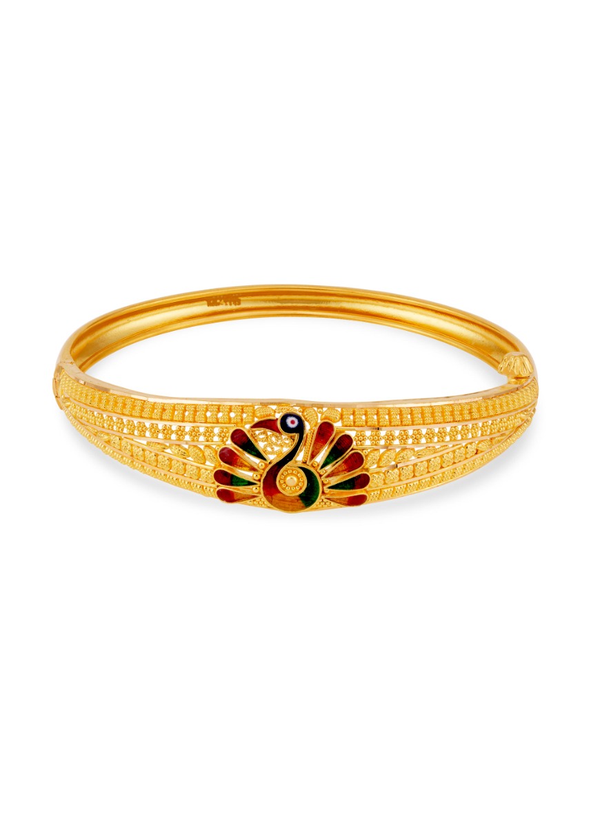 Peacock Elegance 22K Gold Oval-Shaped Bracelet