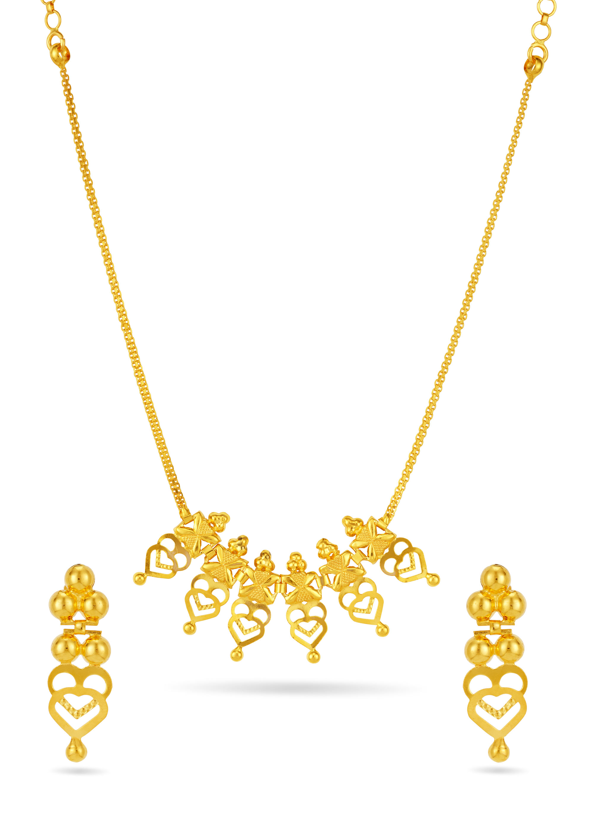 Linked Twin 22K Gold Hearts Neckwear Set