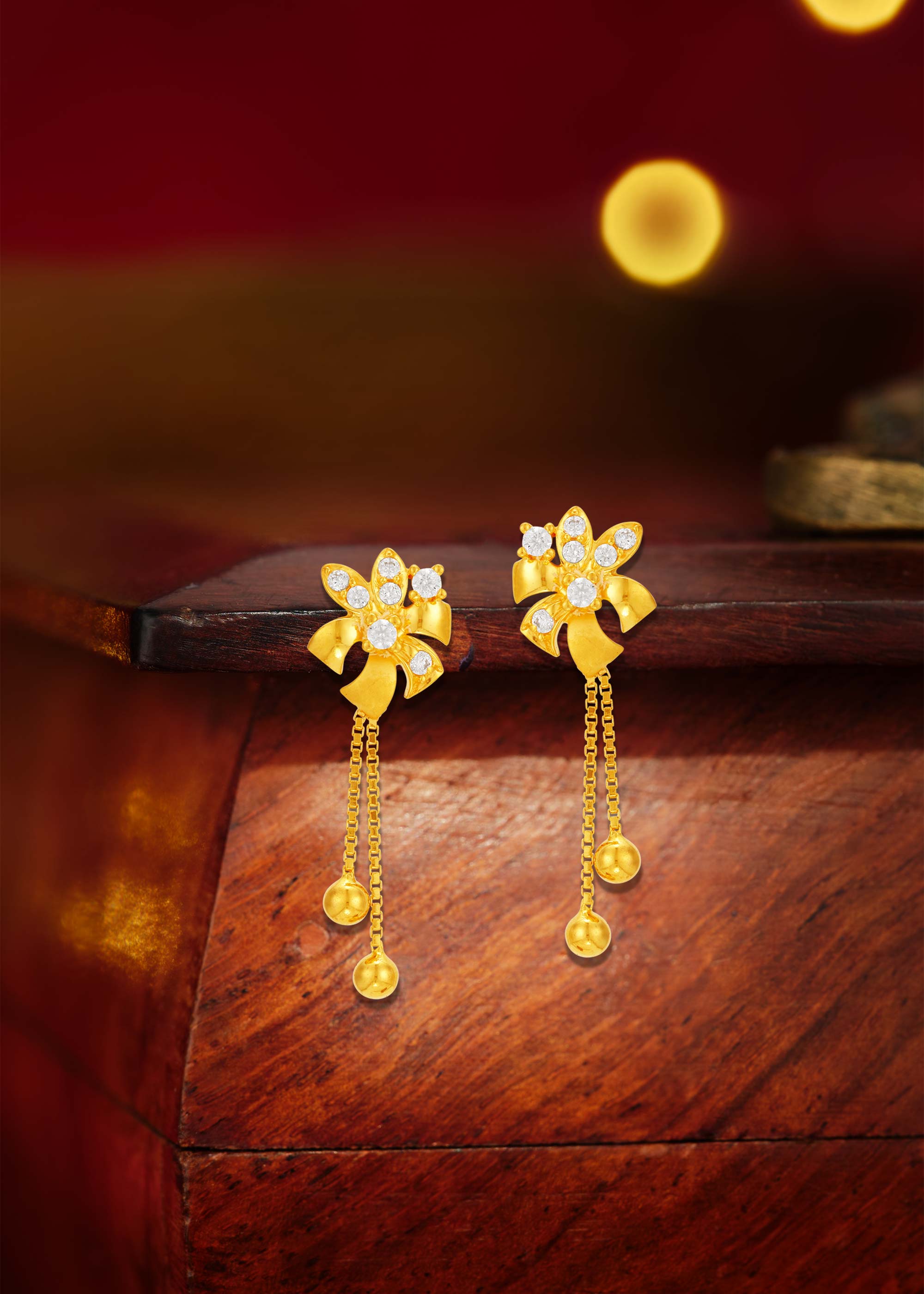 Spring's Whisper 22K Gold Hanging Earring