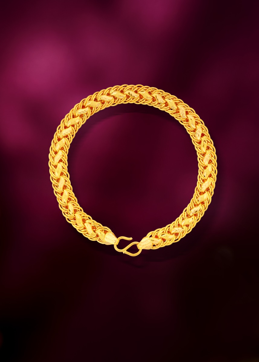 Symbolic Swastik 22K Gold Linking Bracelet
