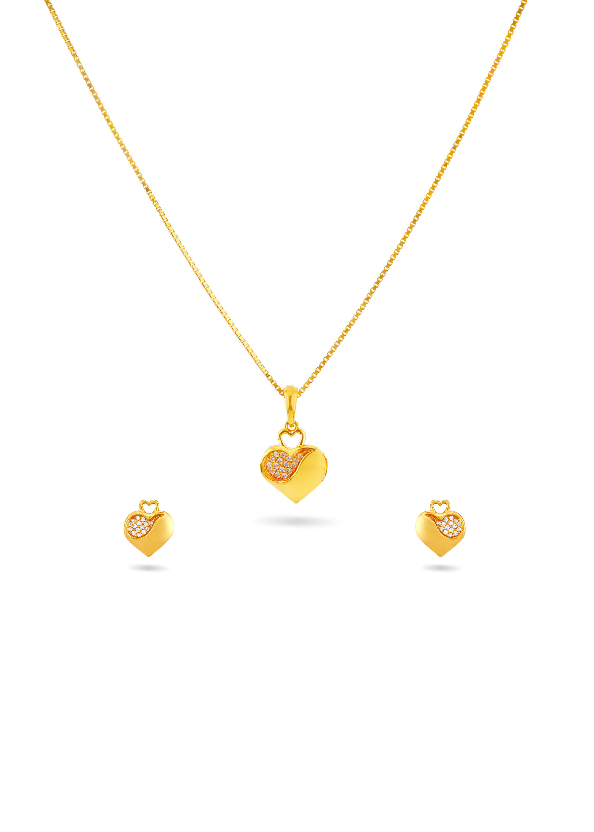 Hollow Heart 22K Gold Neckwear Set