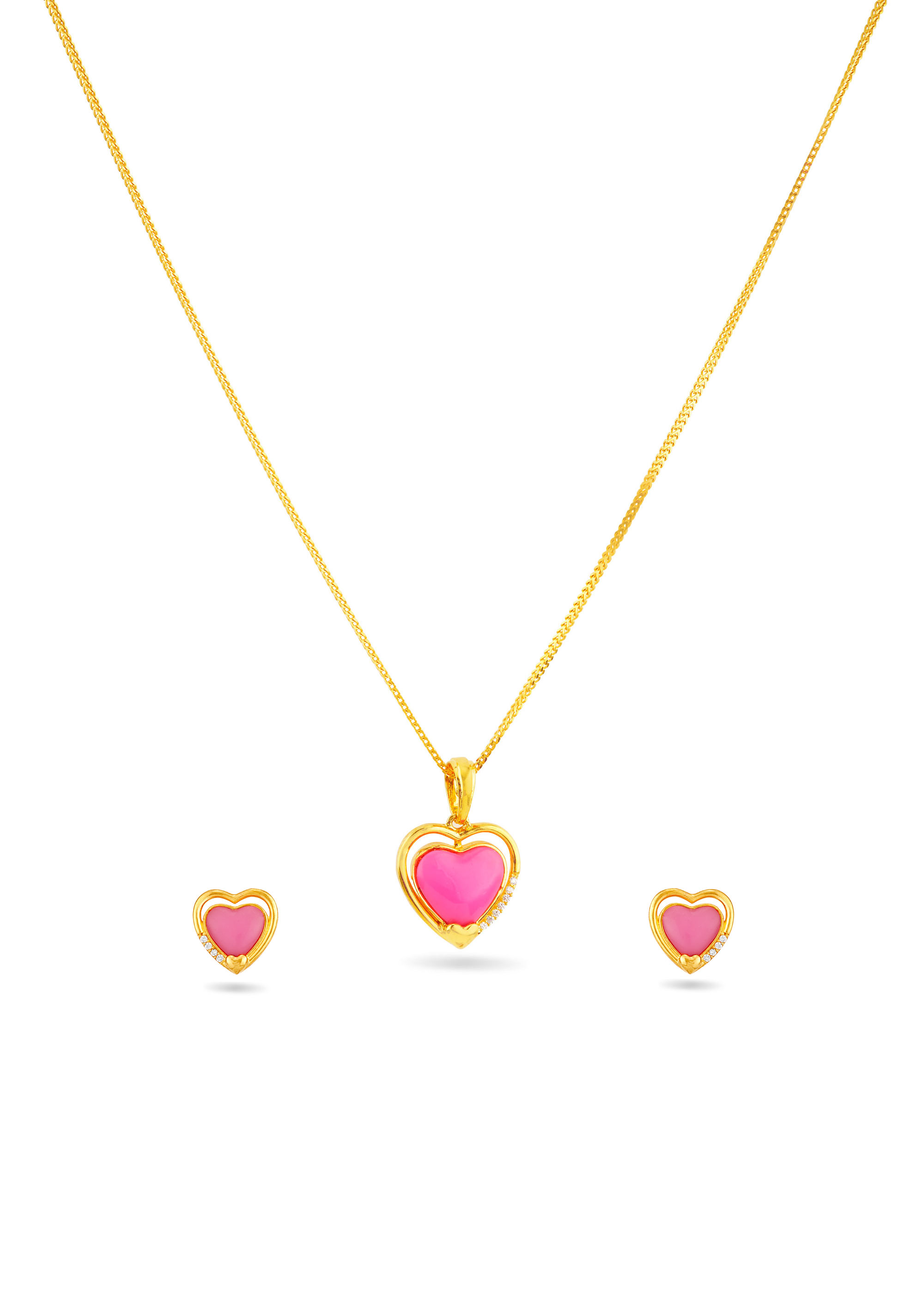 Pink Heart 22K Gold Neckwear Set