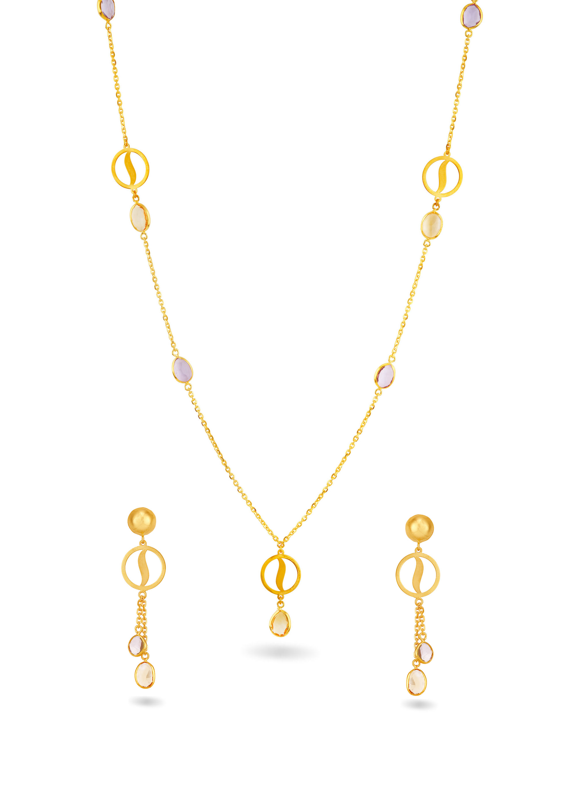 Matte Fancy Finish 22K Gold Neckwear Set