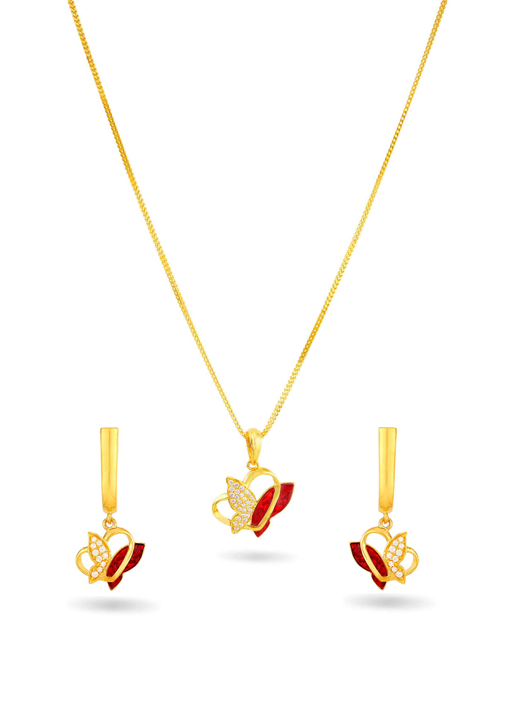 Butterfly Enamel 22K Gold Neckwear Set