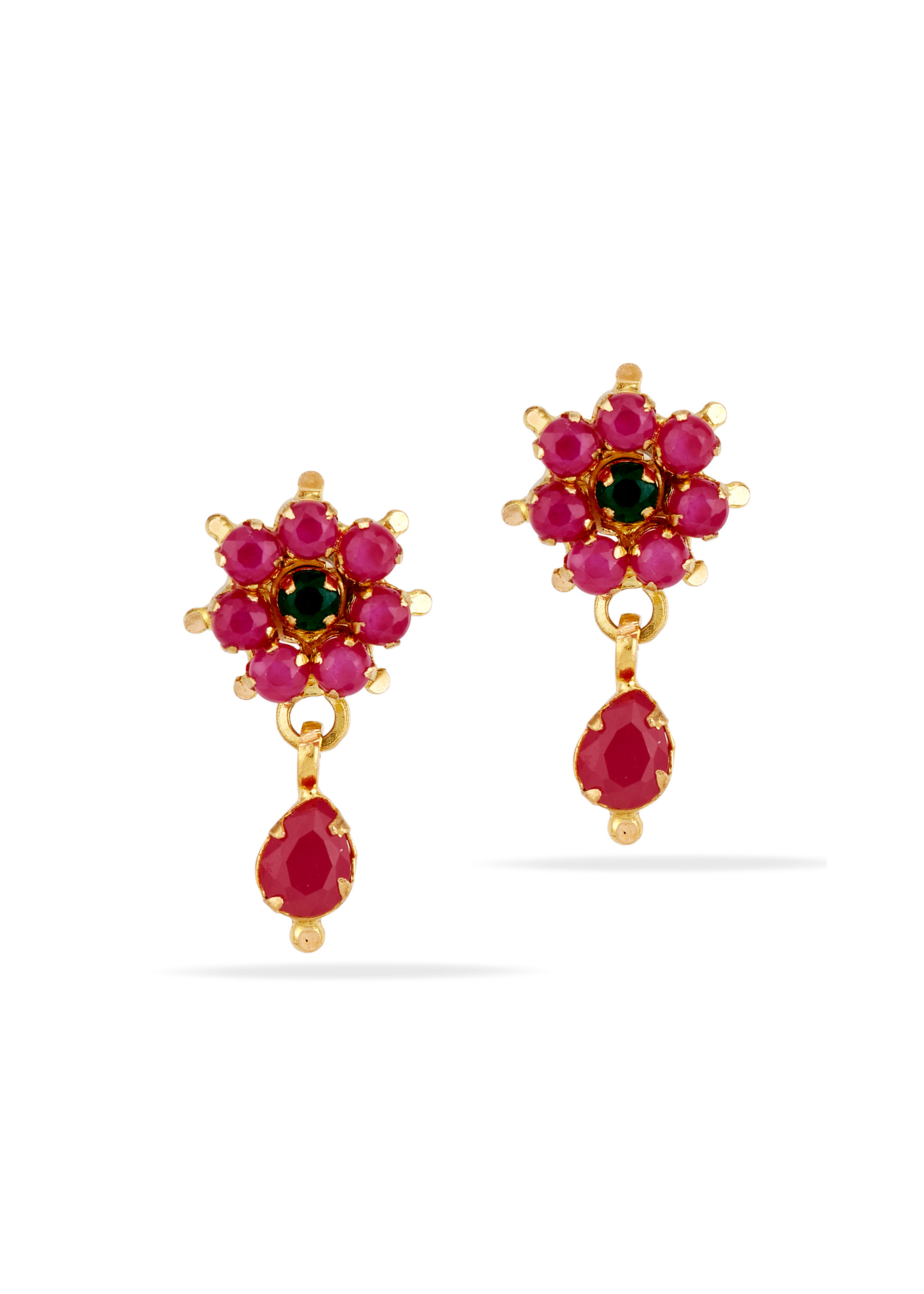 Ruby Floral 22K Gold Baby Hanging Earring