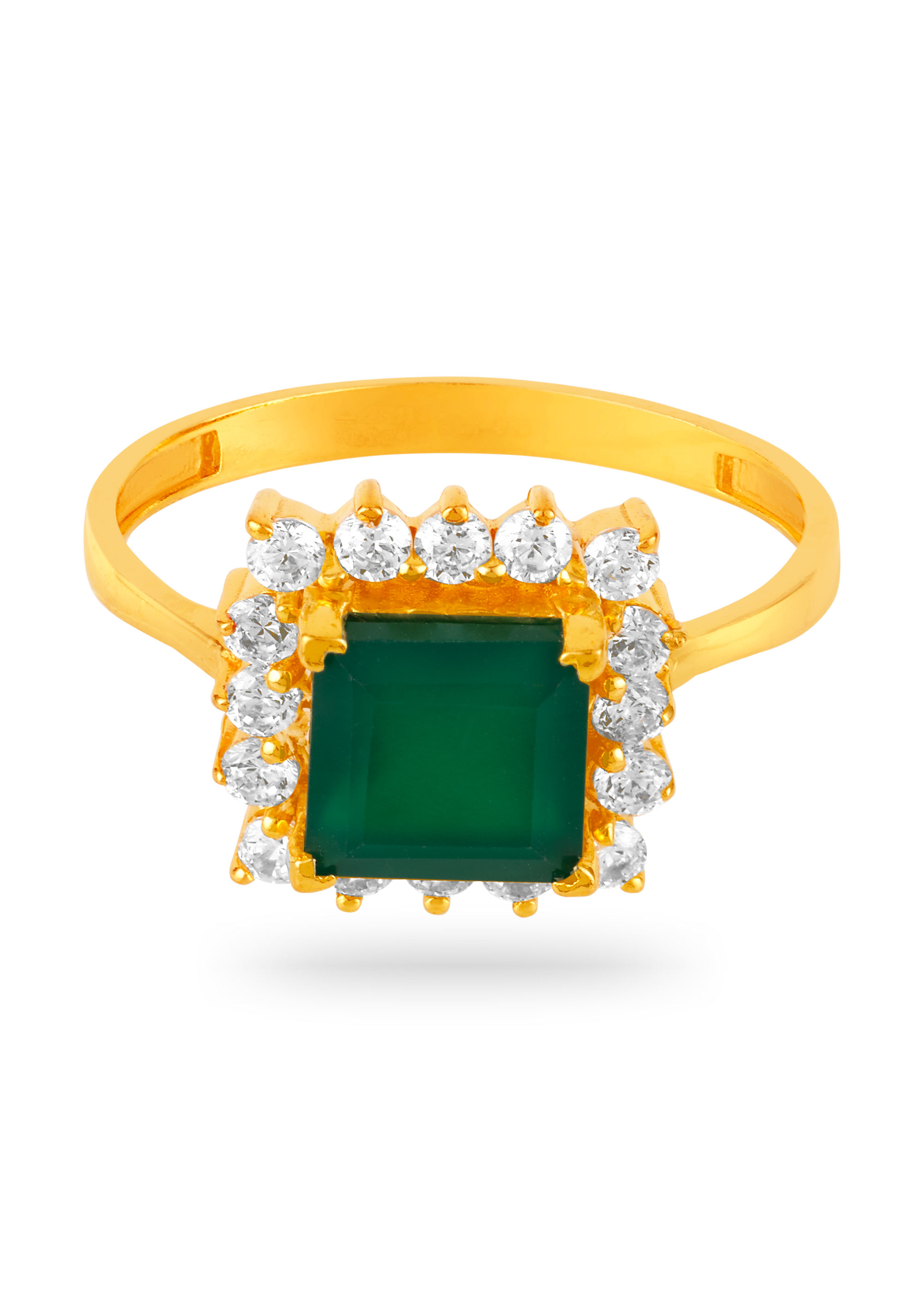 Emerald Elegance 22K Gold Zircon Party Finger Ring