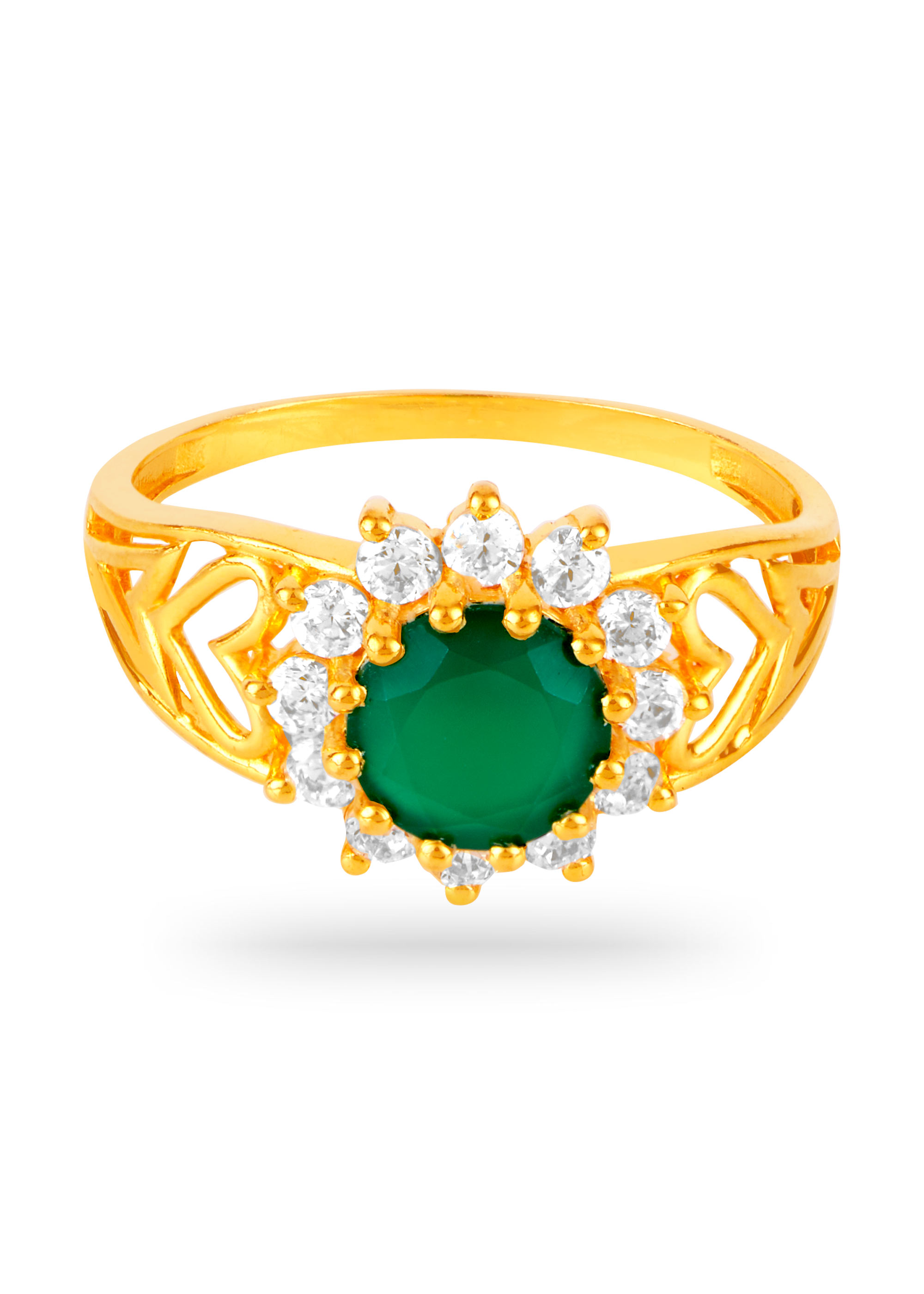 Glam Emerald 22K Gold and Party Finger Ring