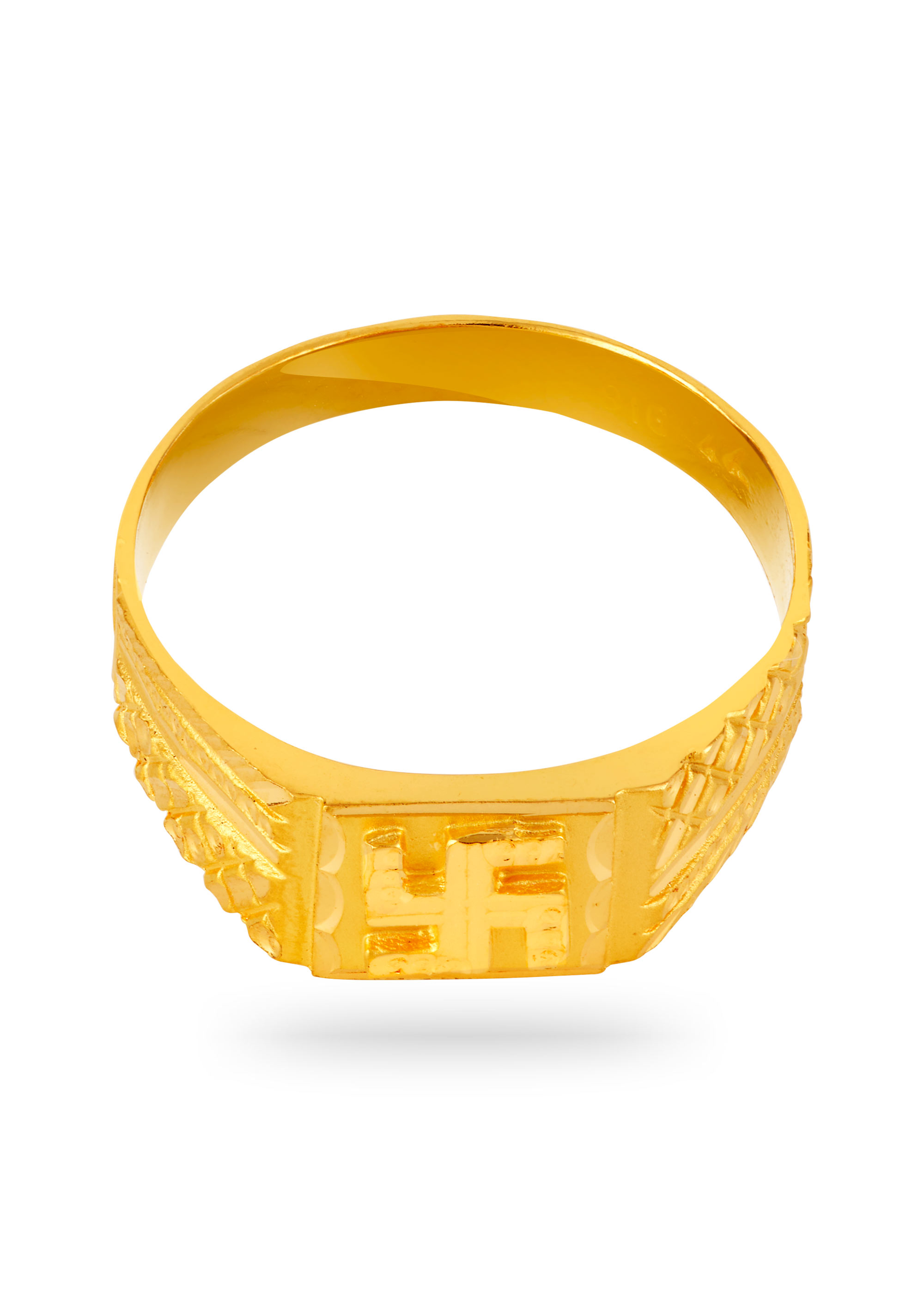 Swastik Embossed 22K Gold Finger Ring