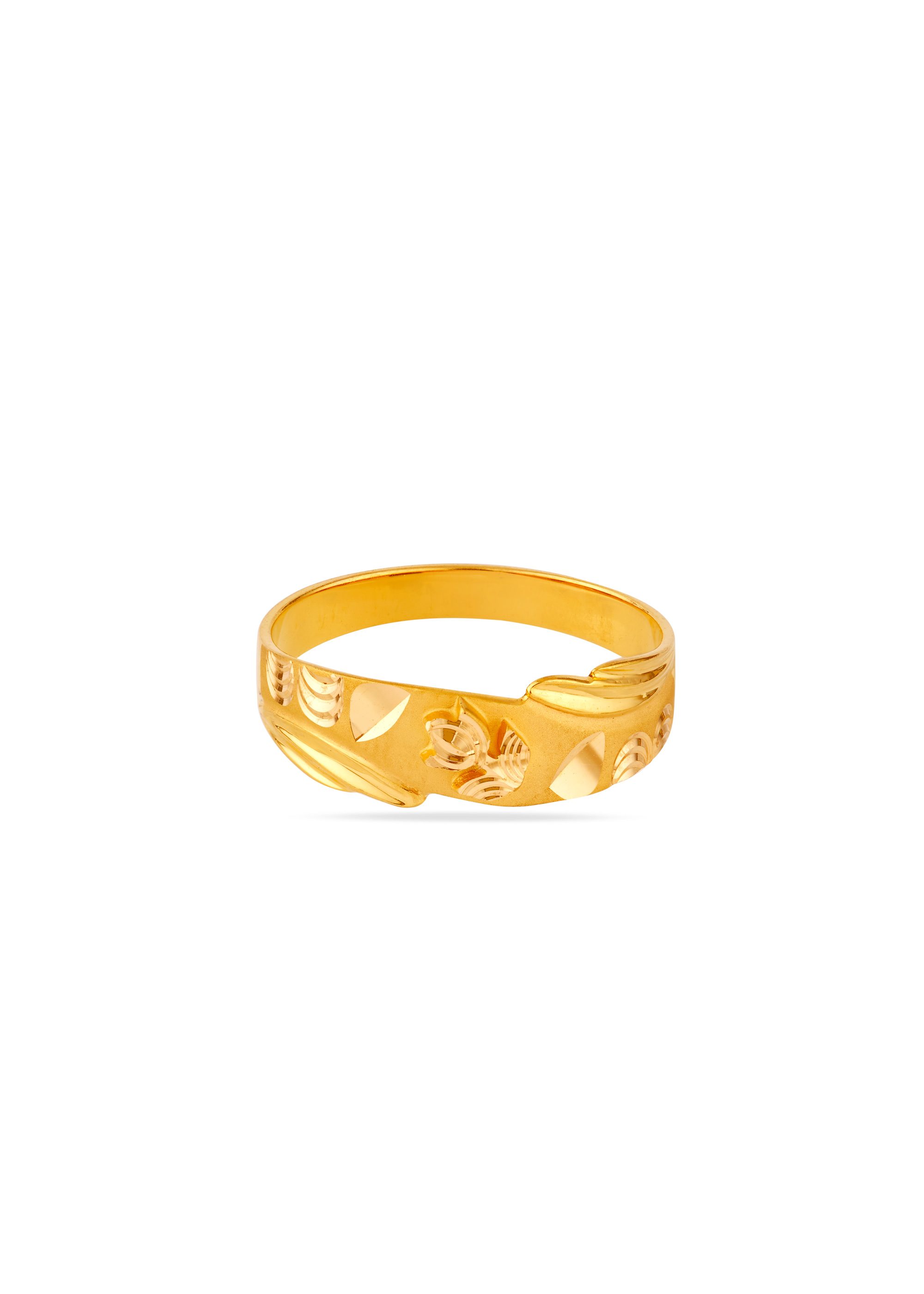 Whisper Petal Engraved 22K Gold Finger Ring