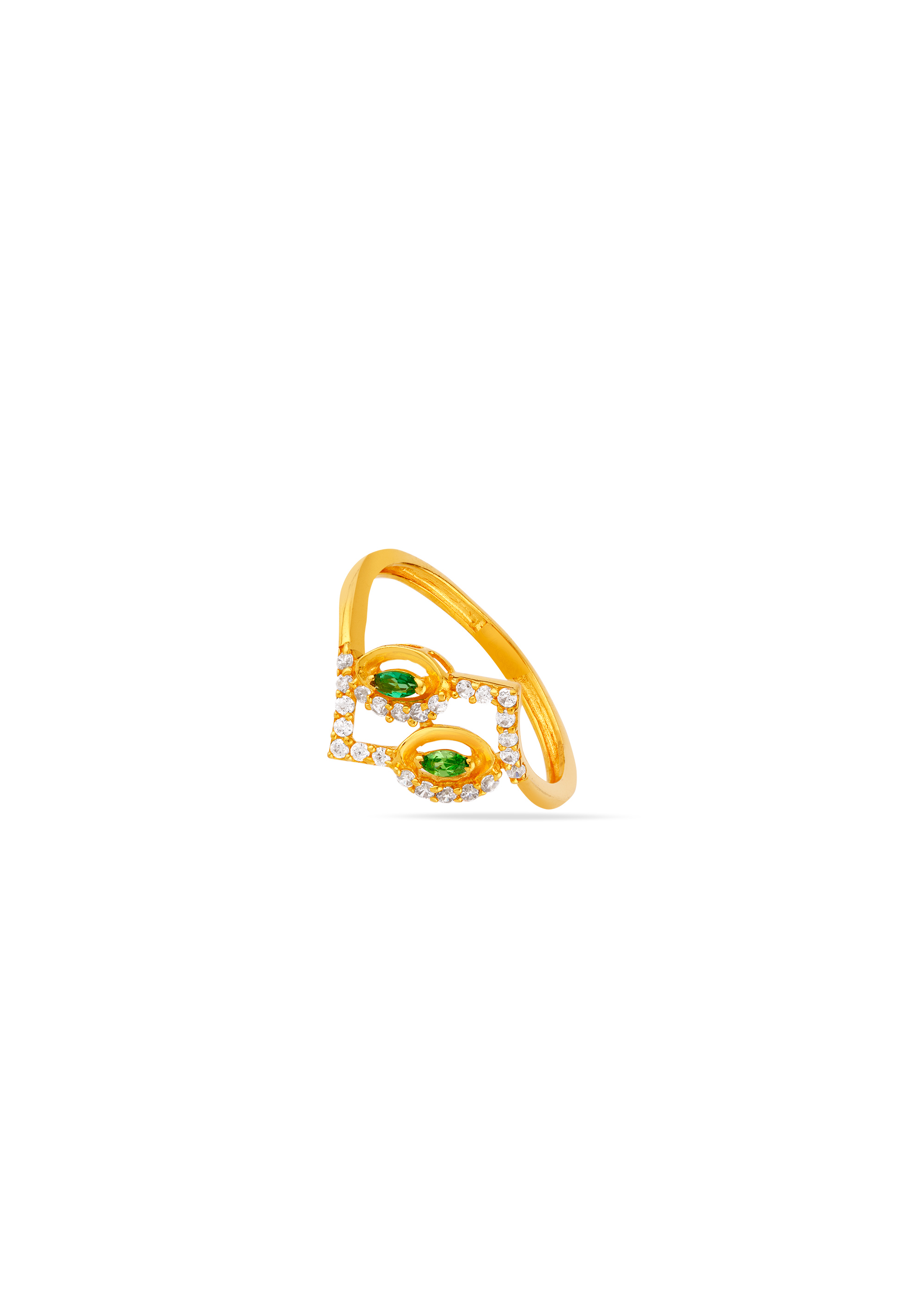 Emerald Allure 22K Gold Finger Ring