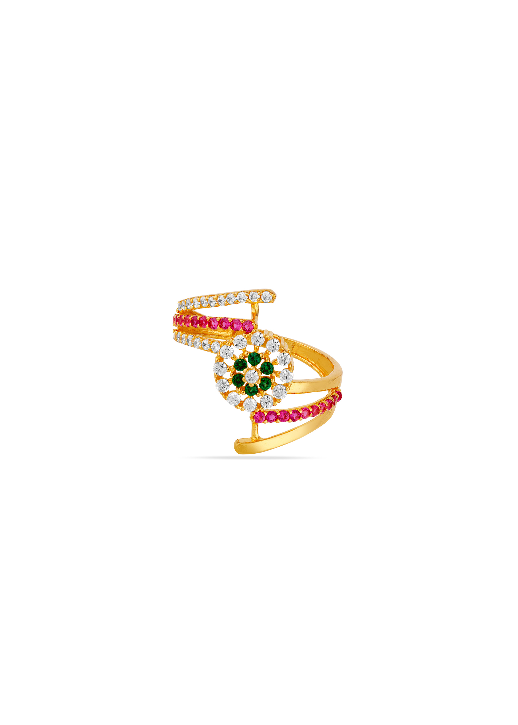 Starlit Radiance 22K Gold Multistone Party Finger Ring