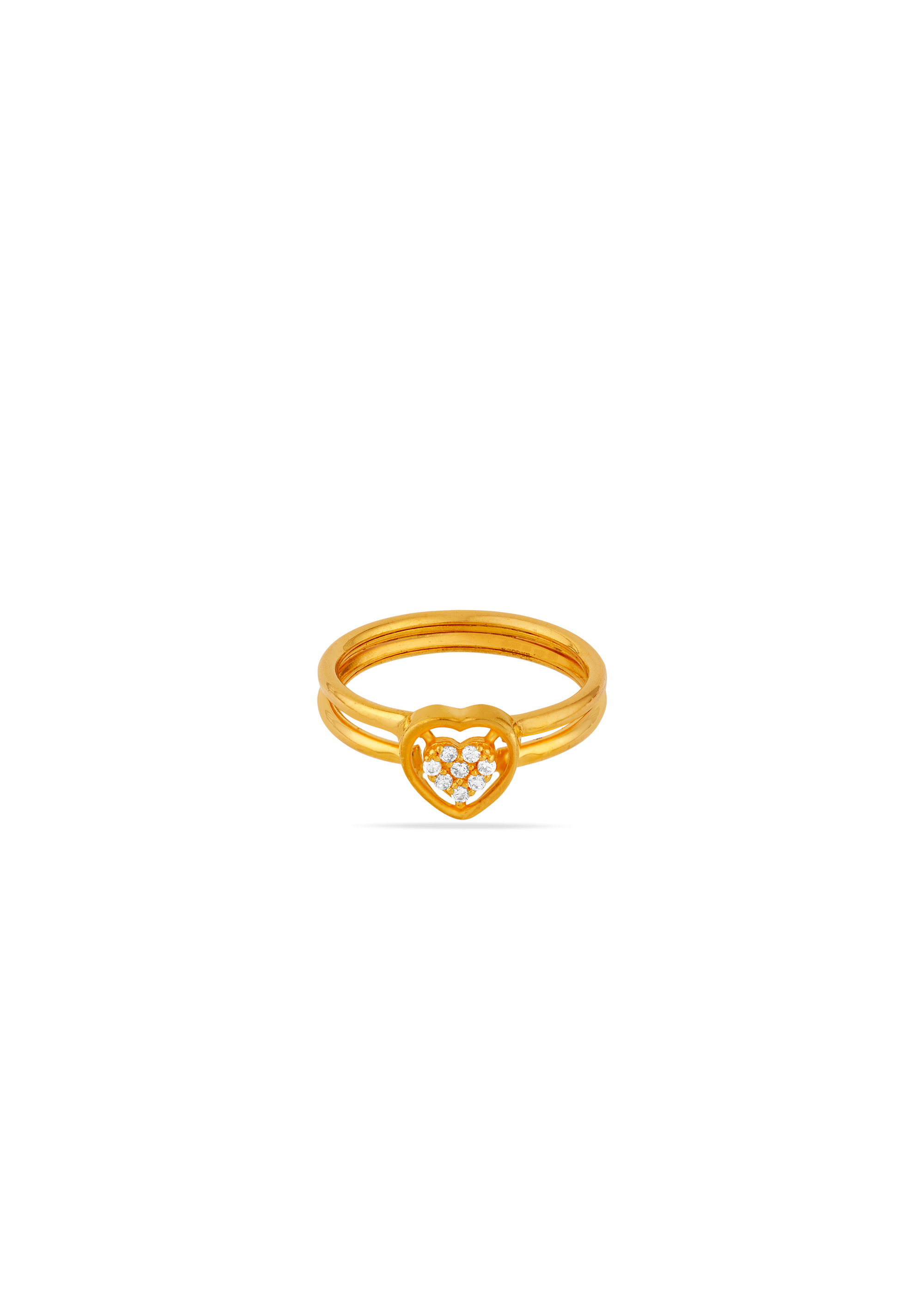 Heartfelt Sparkle 22K Gold Heart Finger Ring