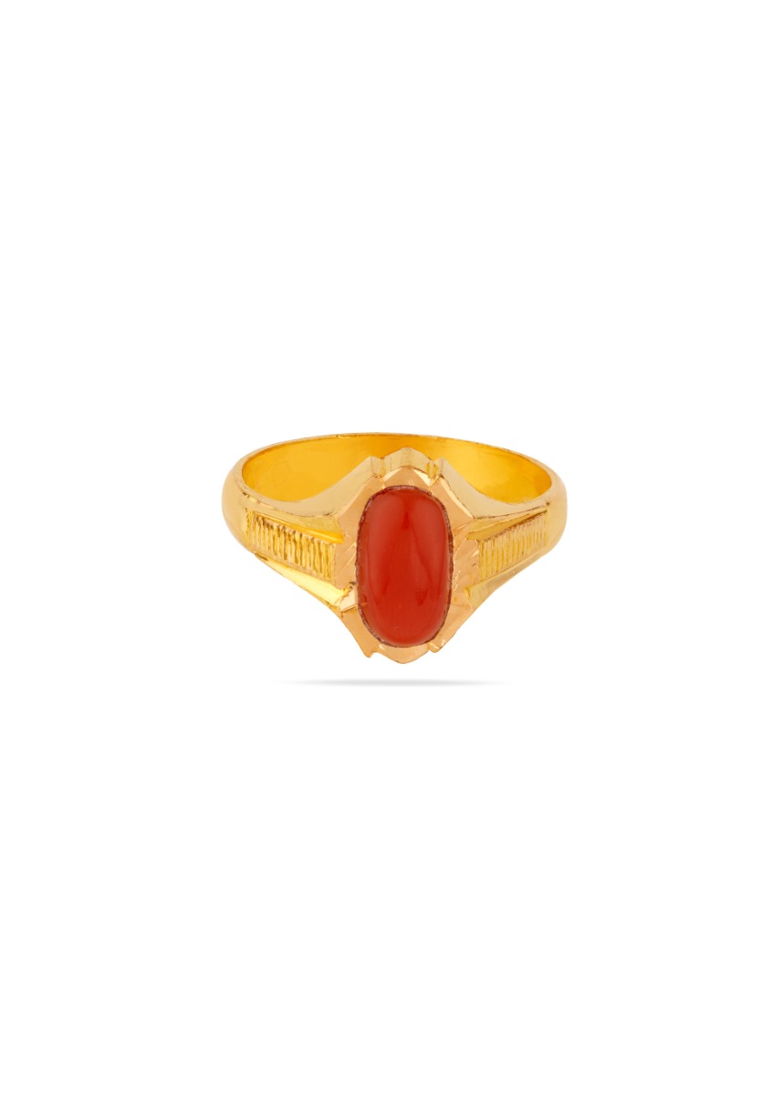 Flame Coral 22K Gold Handmade Finger Ring