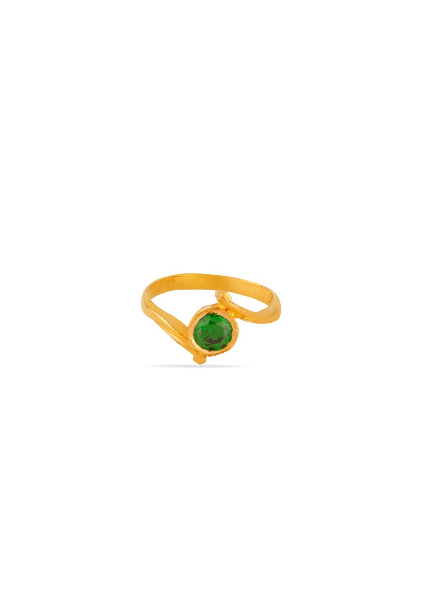 Green Emerald Grace 22K Gold Nellore Finger Ring