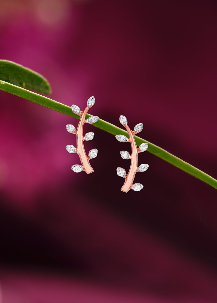 Leafy Delight Diamond Stud Earring