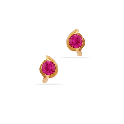 Crimson Charm 22K Gold Baby Stud Earring