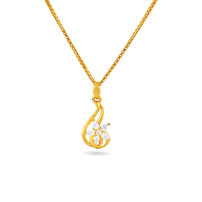 Elegant Casting 22K Gold Floral Pendant