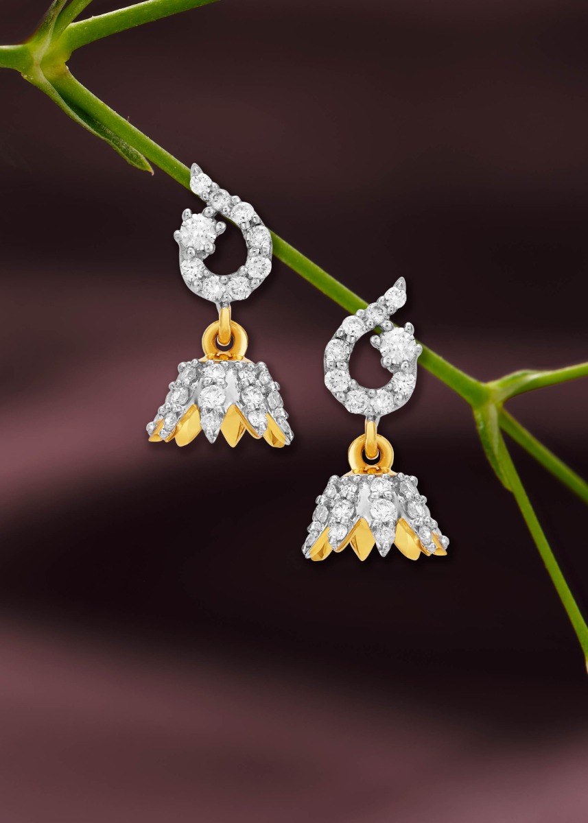 Floral Elegance Diamond Jhumka Earring