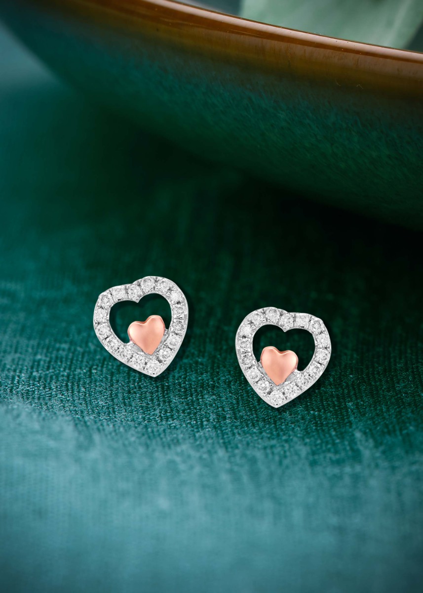 Nature's Heart Diamond Stud Earring