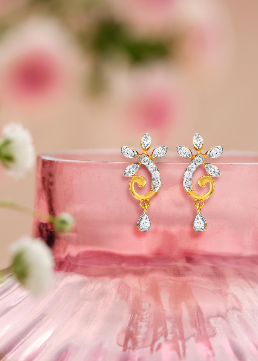 Floral Diamond Hanging Earring