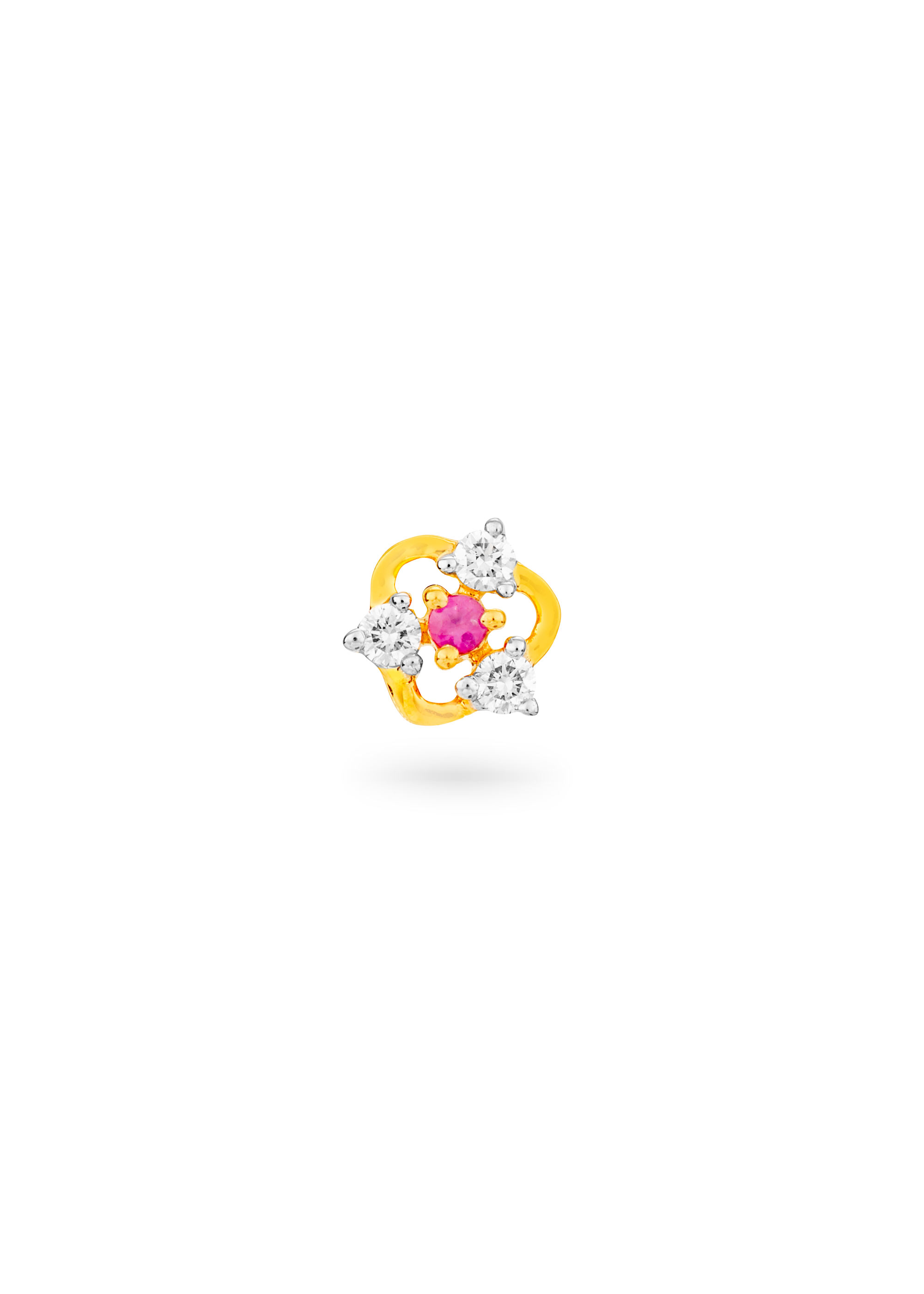 Ruby Floral Diamond Nose Pin