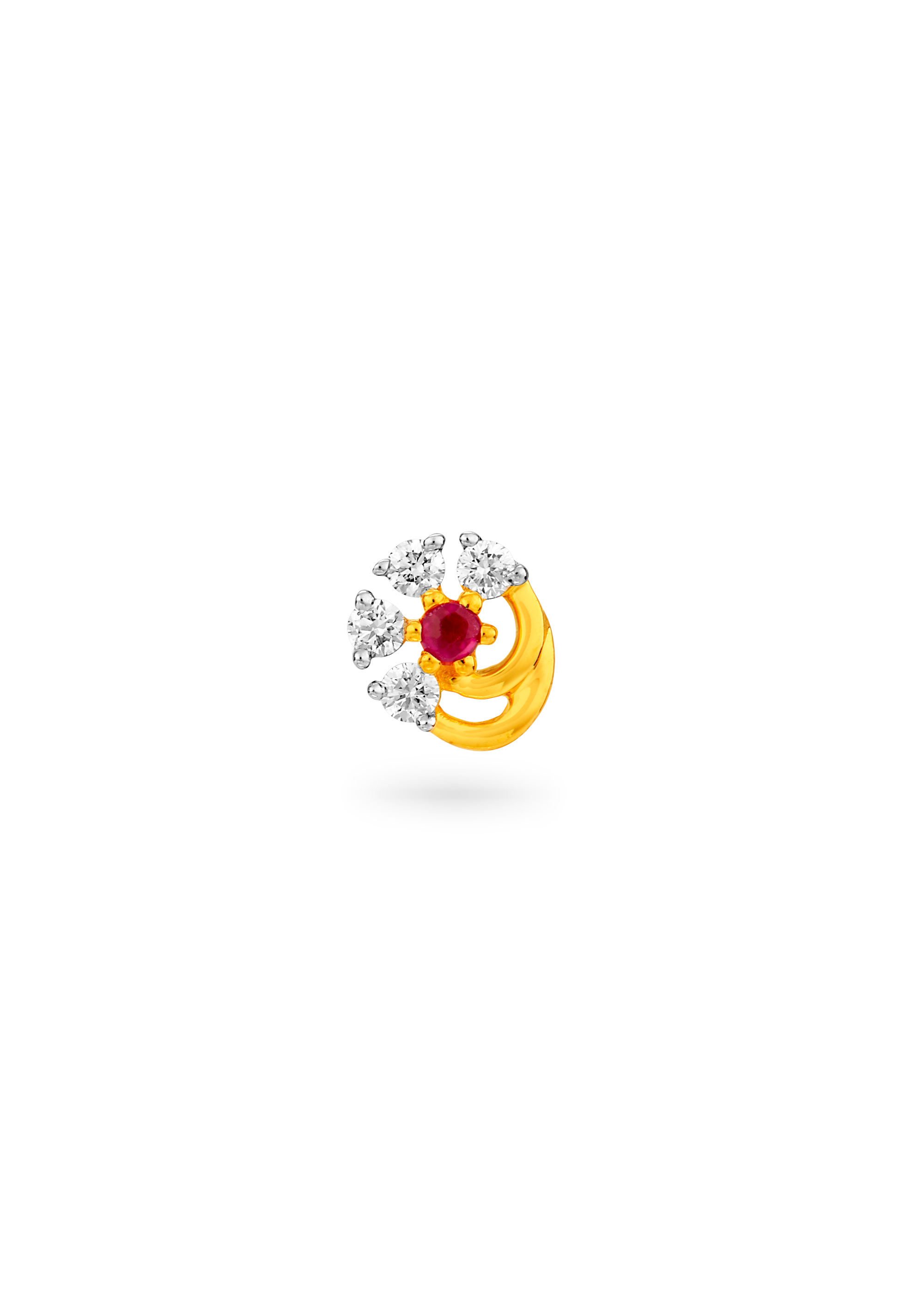 Dance of Ruby Diamond Nose Pin